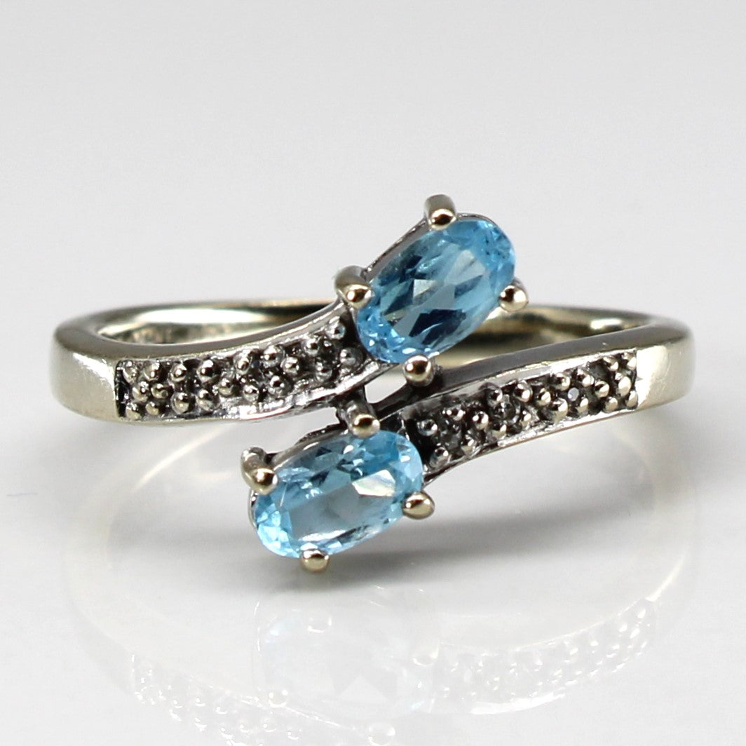 Bague croisée topaze et diamants | 0,50 ct | 0,02 ct | Taille 5,5 |