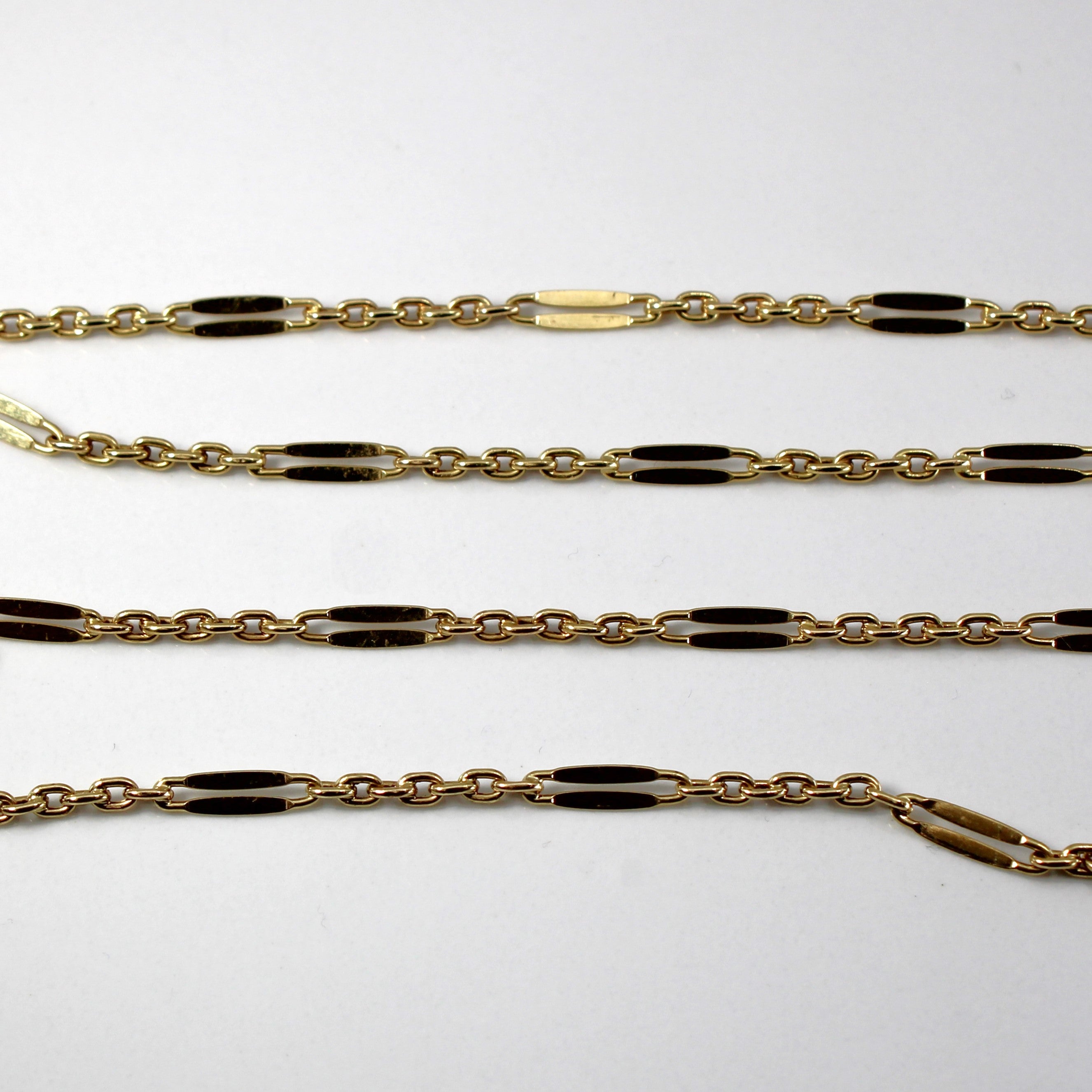 Bar and Ring Yellow Gold Linked Chain | 24"|
