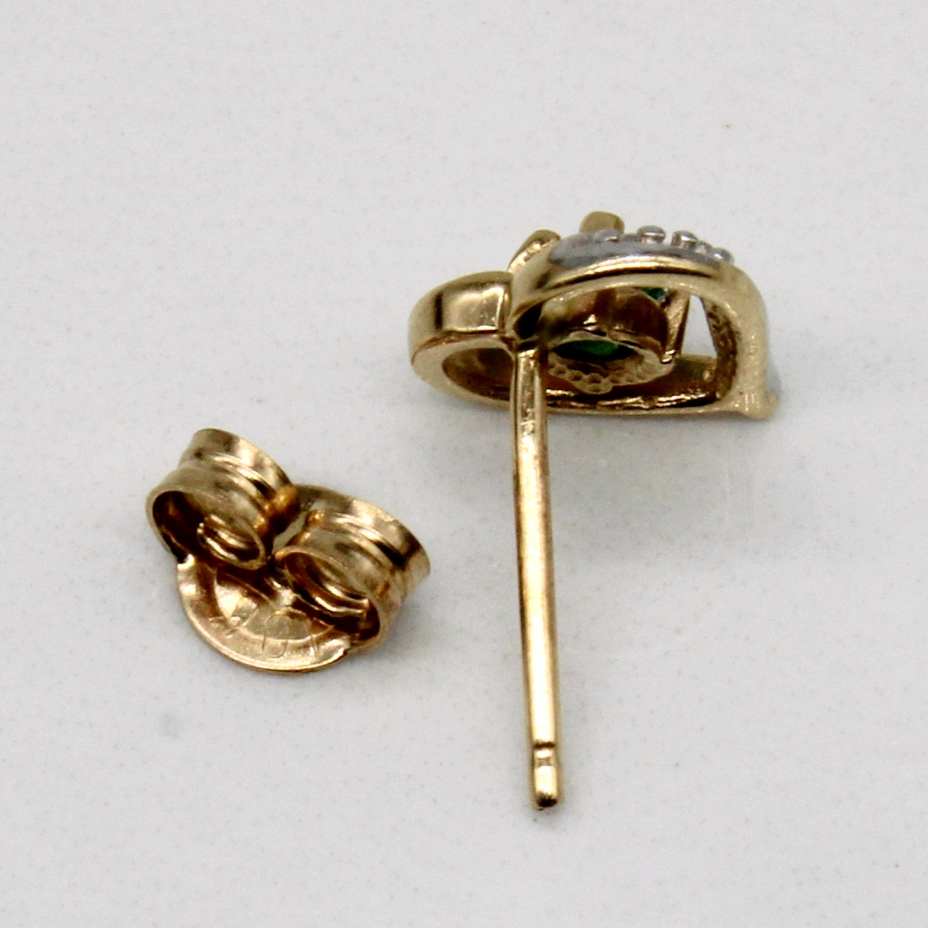 Emerald & Diamond Heart Earrings | 0.10ctw, 0.01ctw |