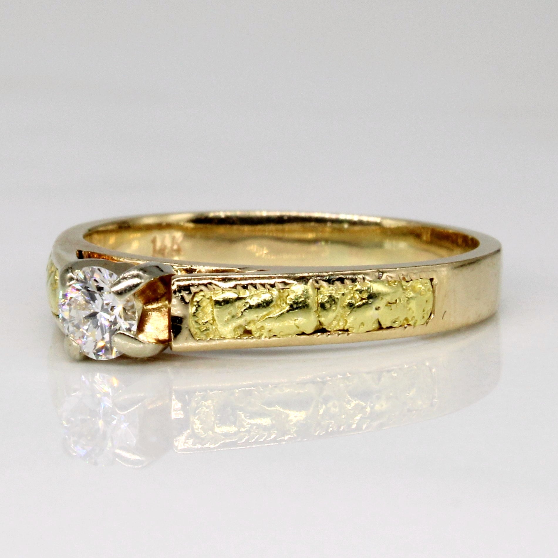 High Set Diamond Ring With Nugget Accents | 0.20ct | SZ 6.25 |