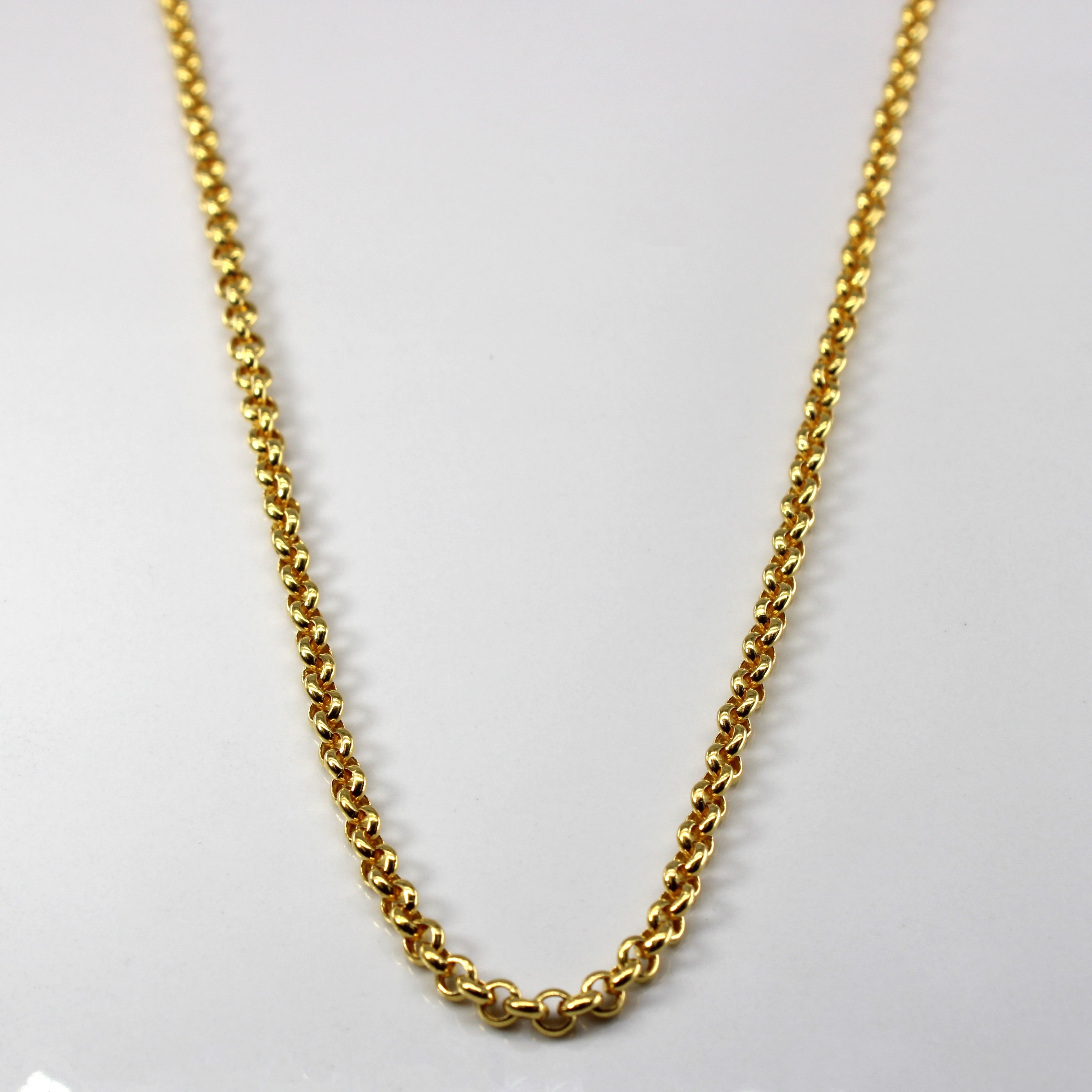 24k Yellow Gold Rolo Link Chain | 18"|