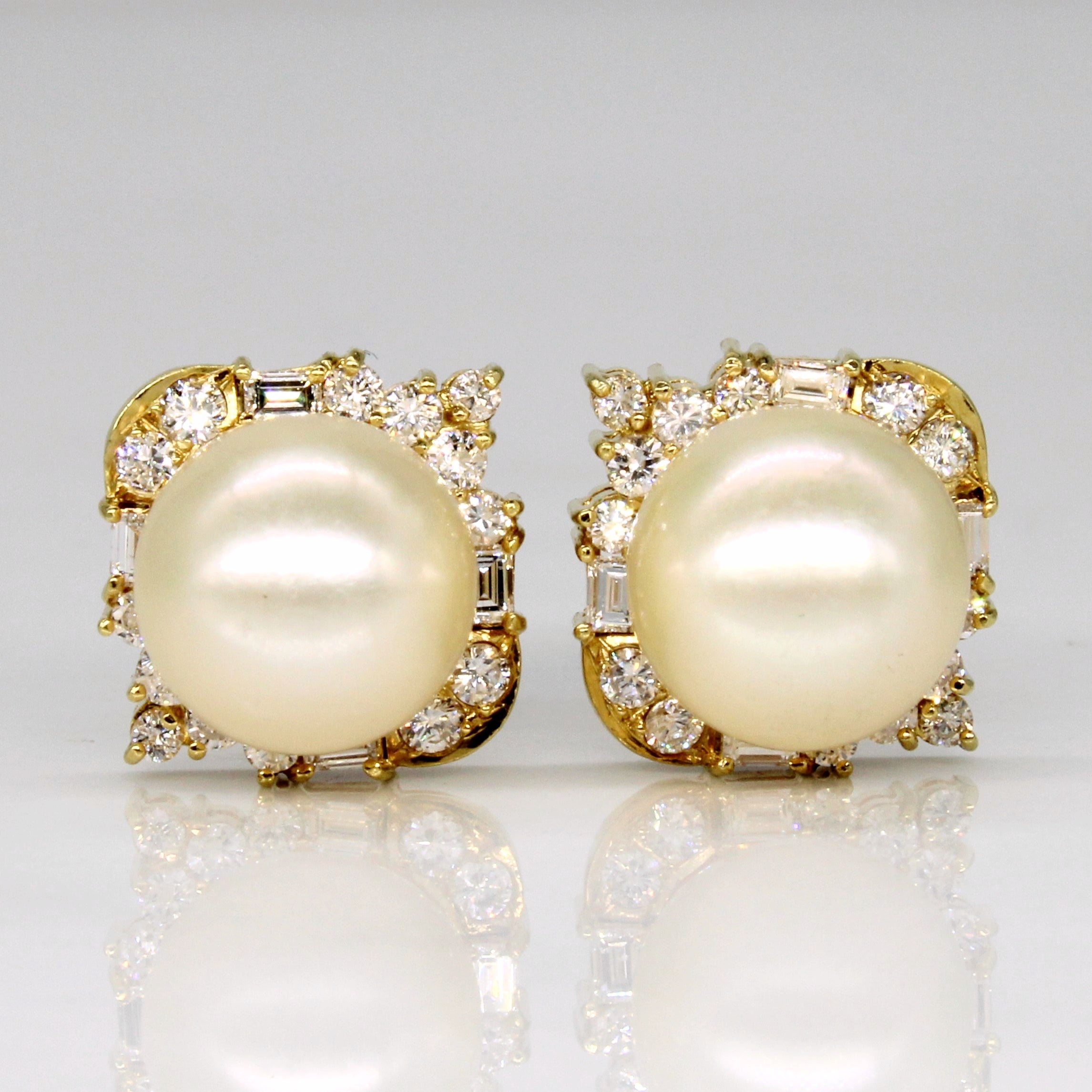Pearl & Diamond Cocktail Earrings | 0.56ctw, 9.5mm |