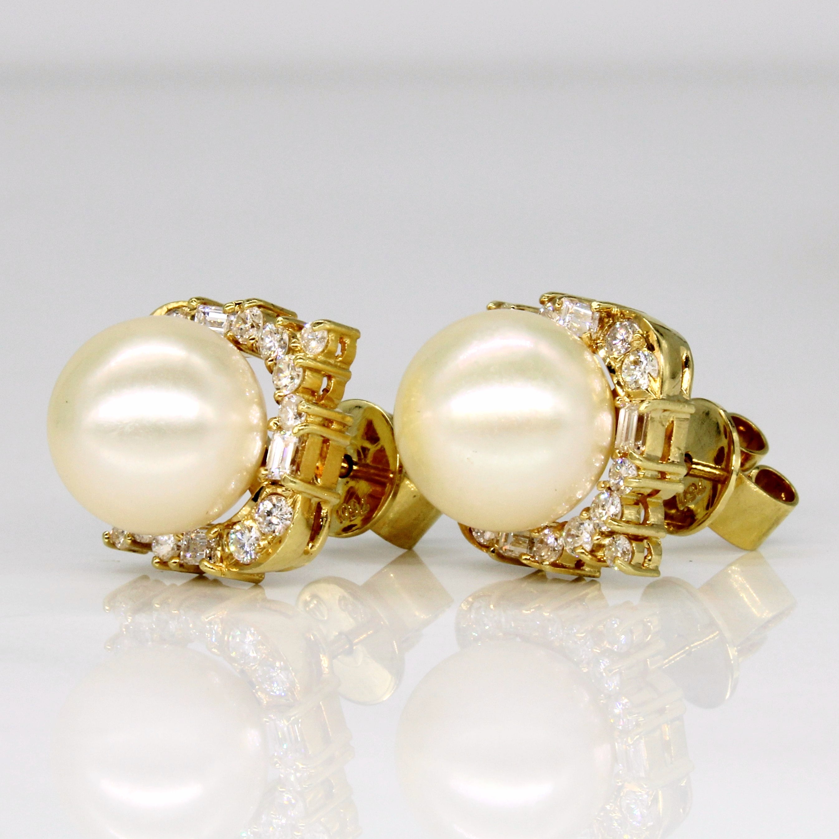 Pearl & Diamond Cocktail Earrings | 0.56ctw, 9.5mm |