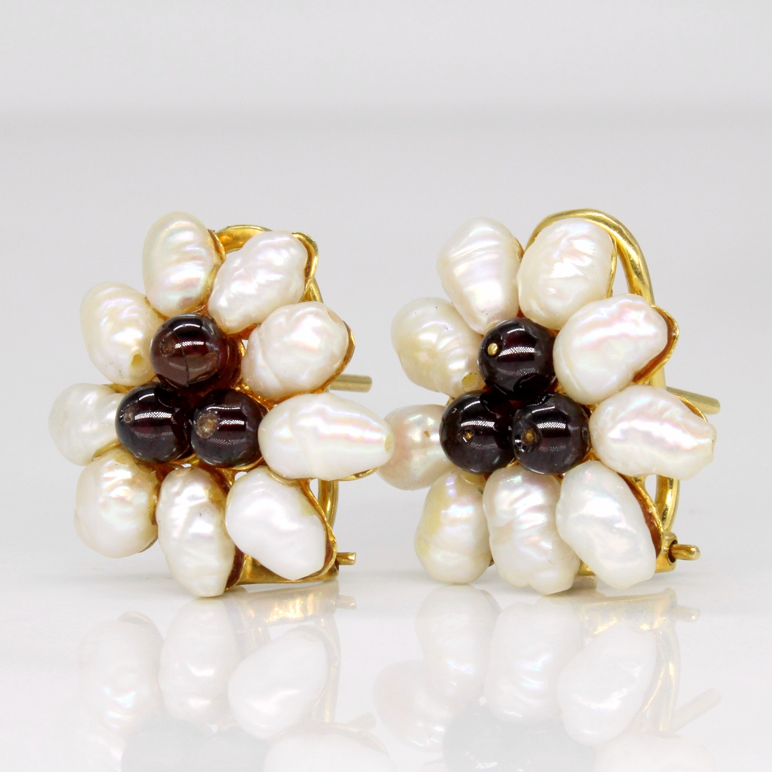 Garnet & Baroque Pearl Earrings | 2.40ctw |
