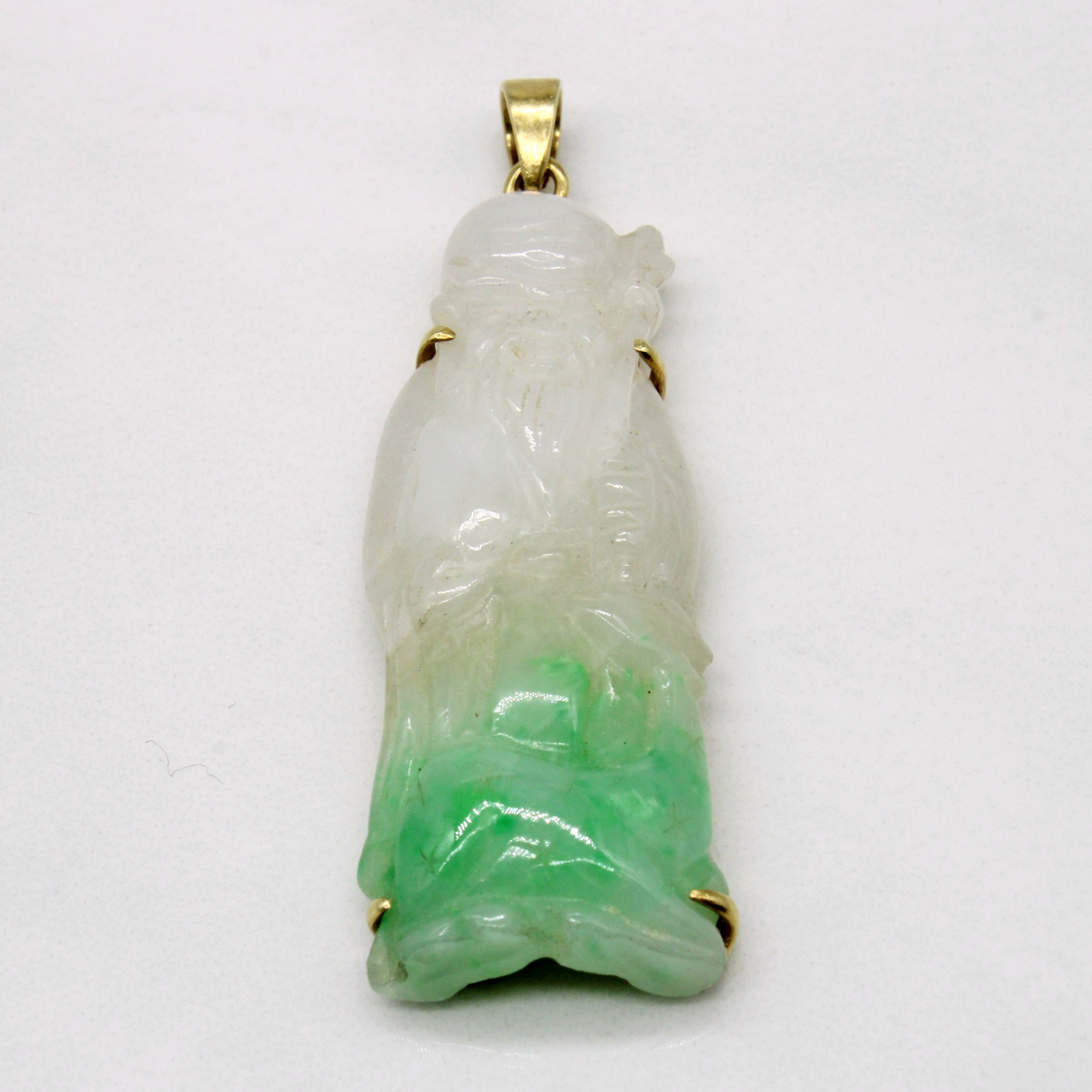 Carved Jadeite 14k Pendant | 23.50ct |