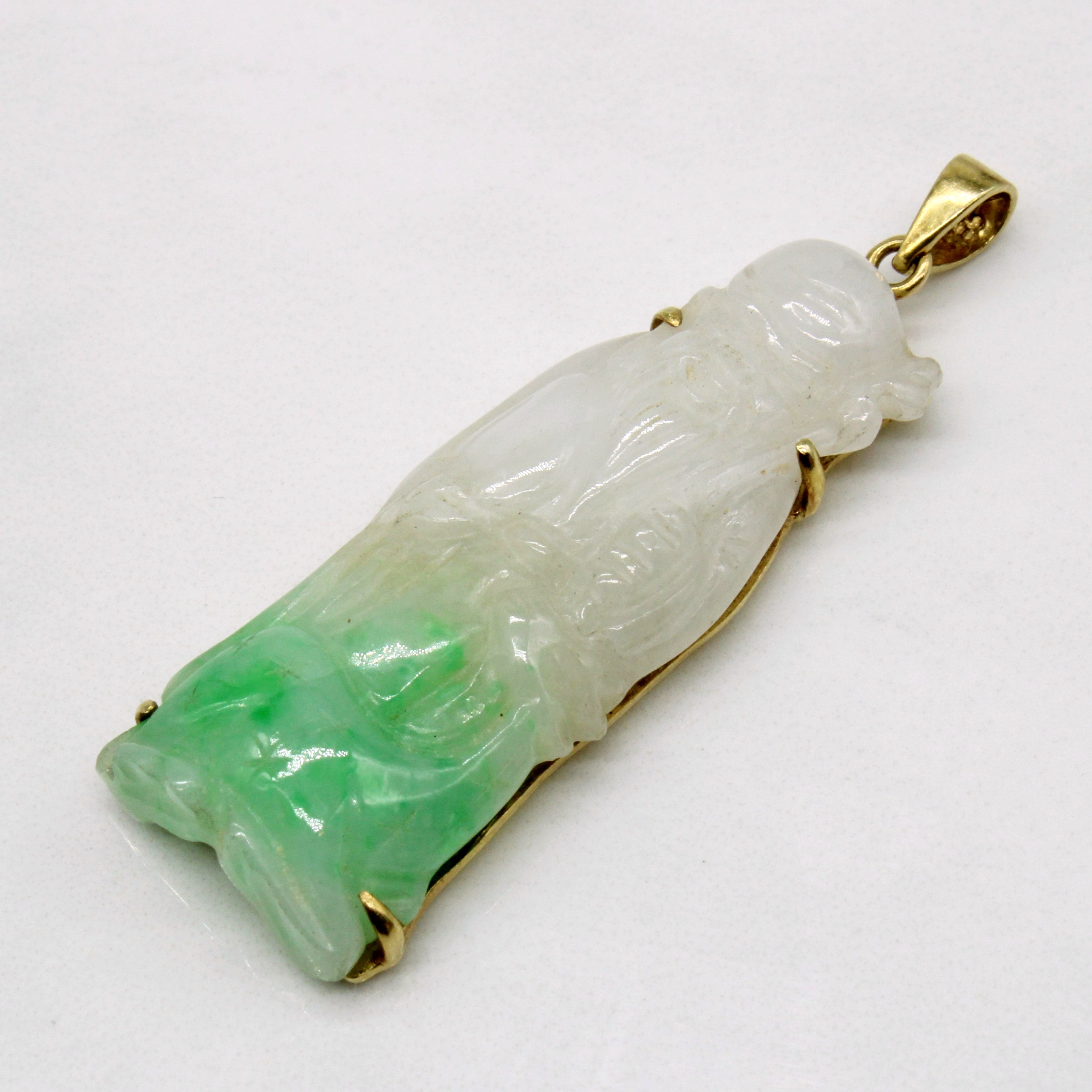 Carved Jadeite 14k Pendant | 23.50ct |