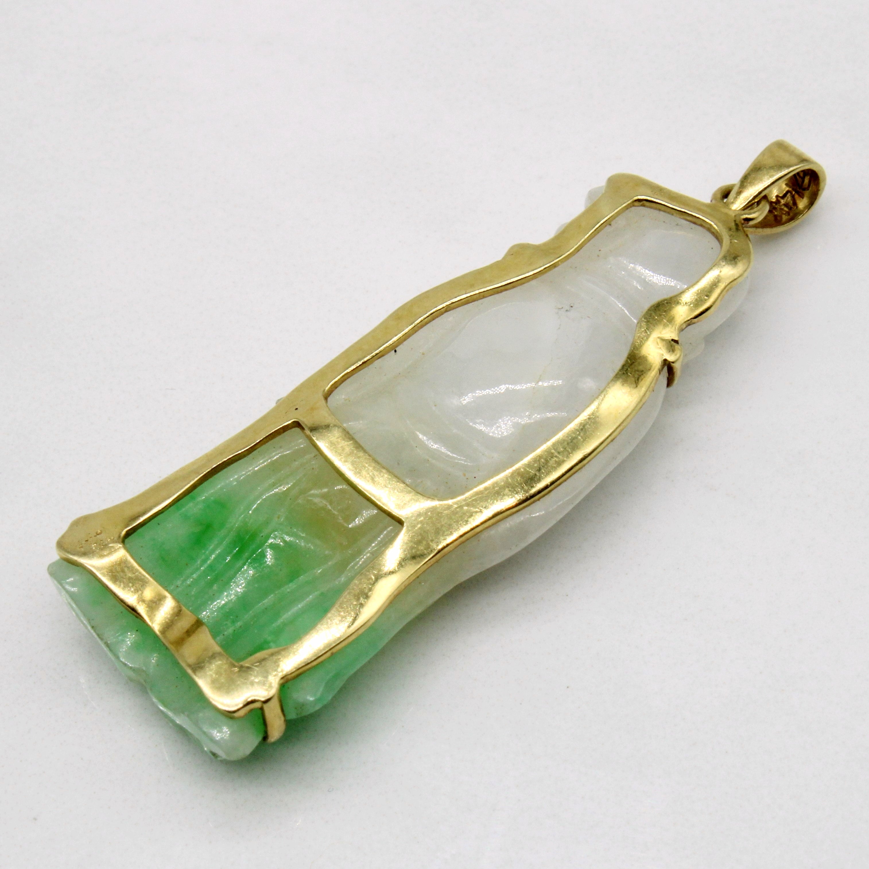 Carved Jadeite 14k Pendant | 23.50ct |