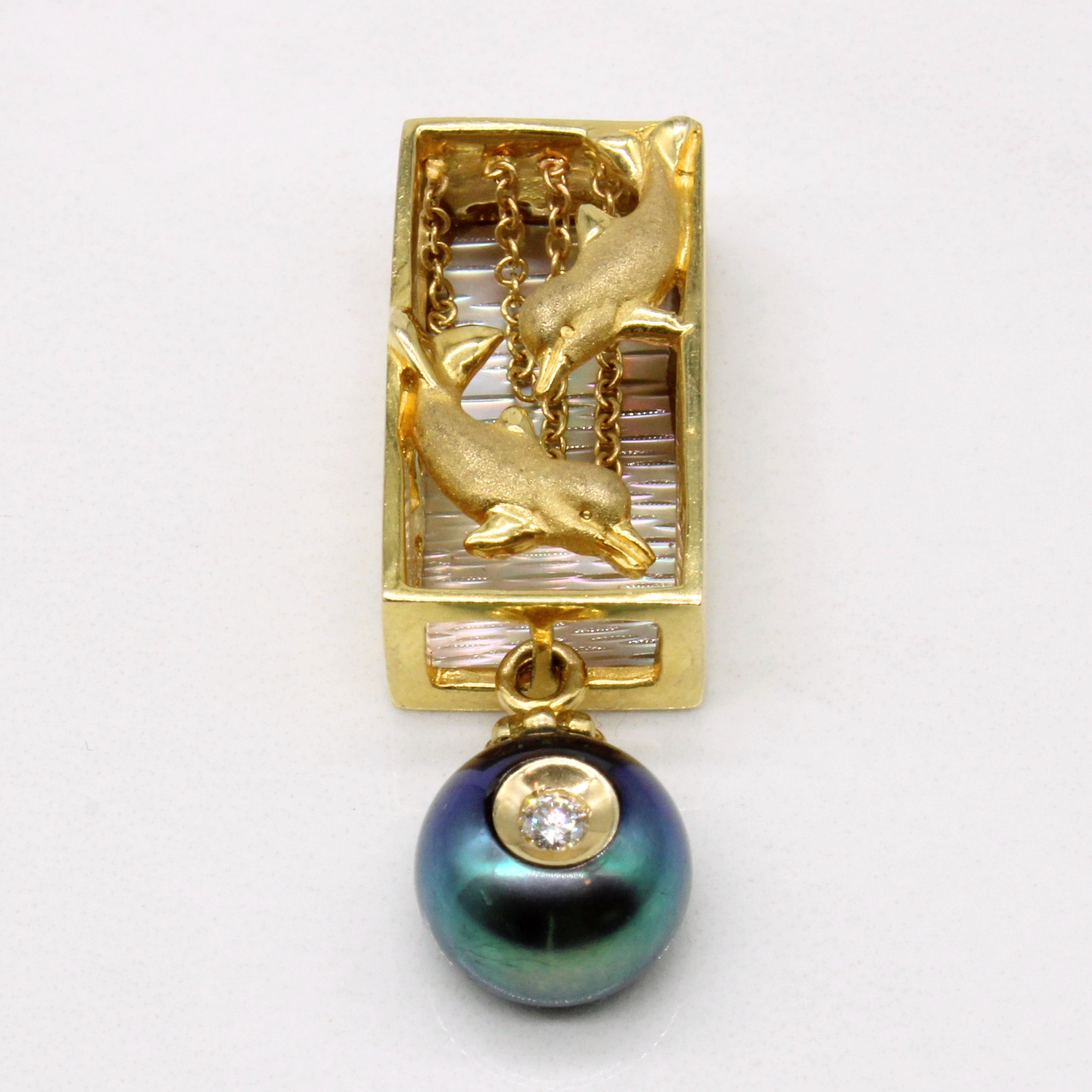 Pendentif dauphin multi-pierres en or 14 carats | 3,05 ct |