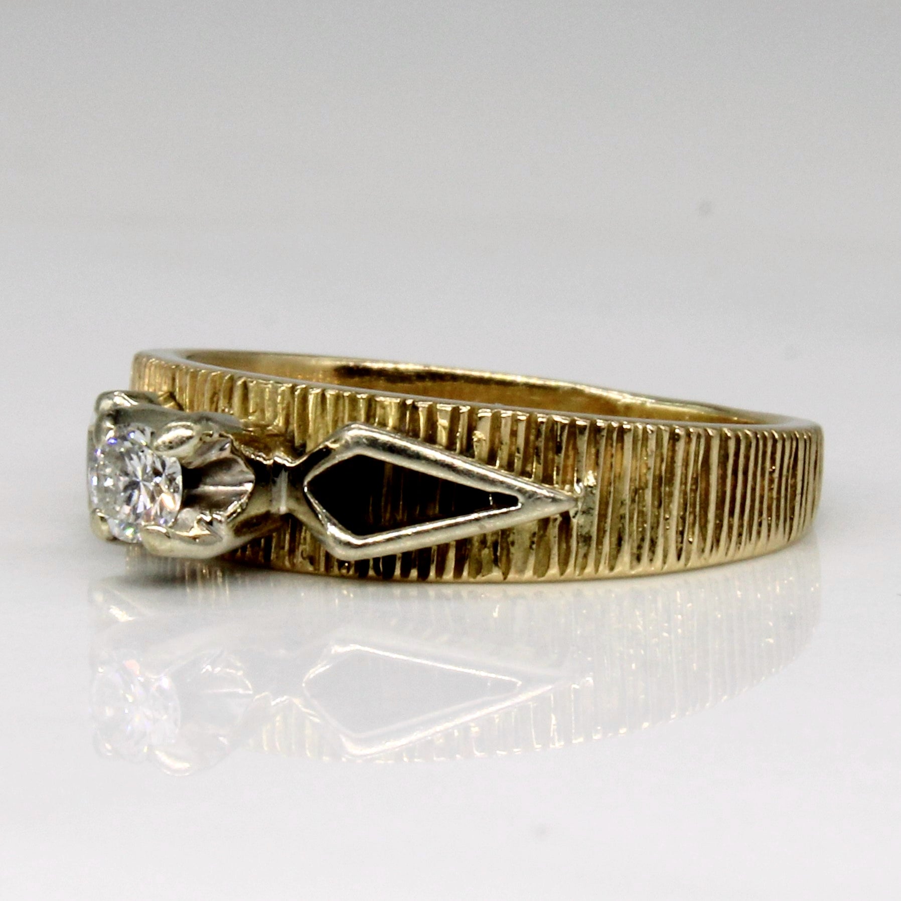 Cathedral Set Diamond Yellow and White 14k Gold Ring | 0.11ct | SZ 6 |