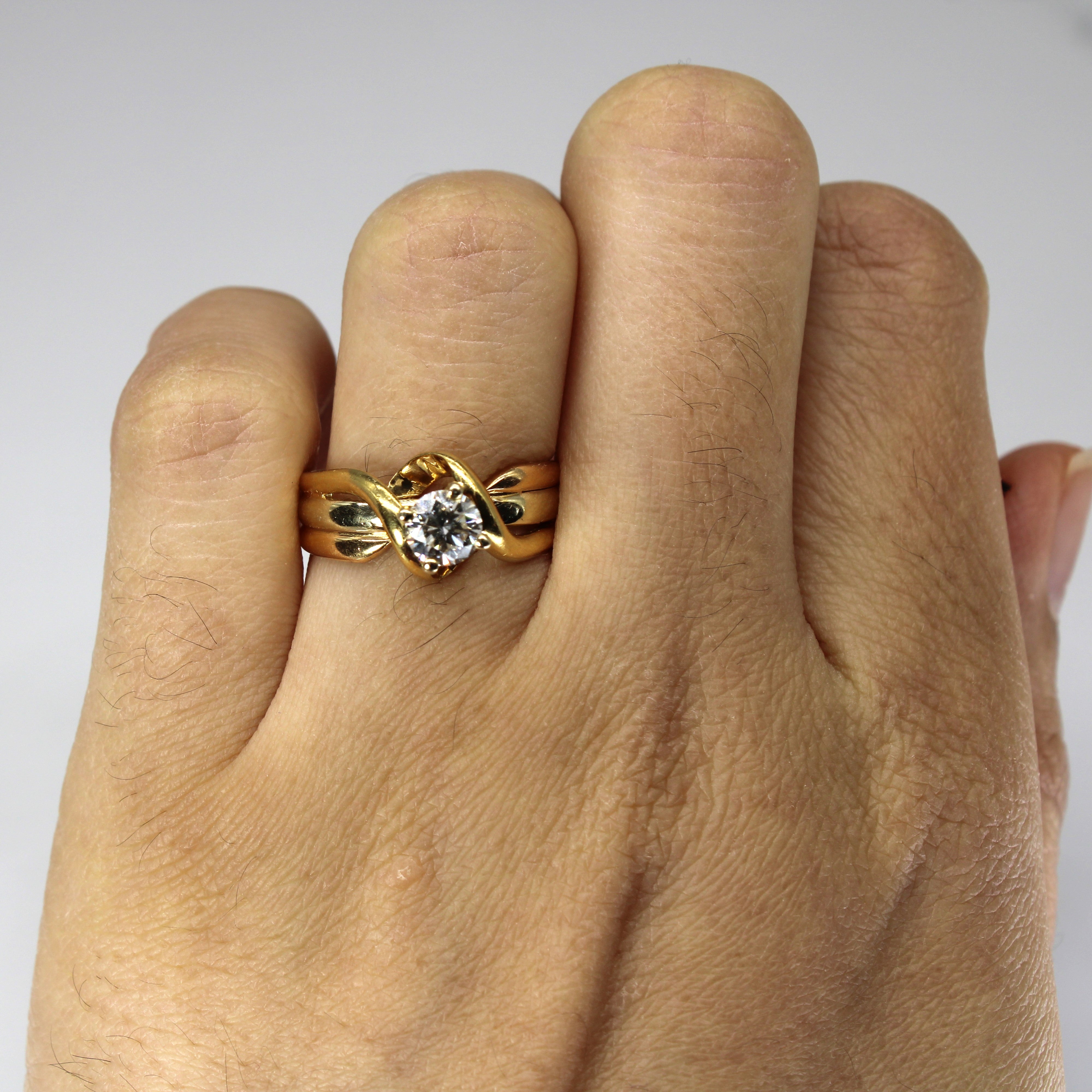 Solitaire Diamond Bypass Gold Ring | 0.51ct VS1/VS2 H/I | SZ 6.5 |