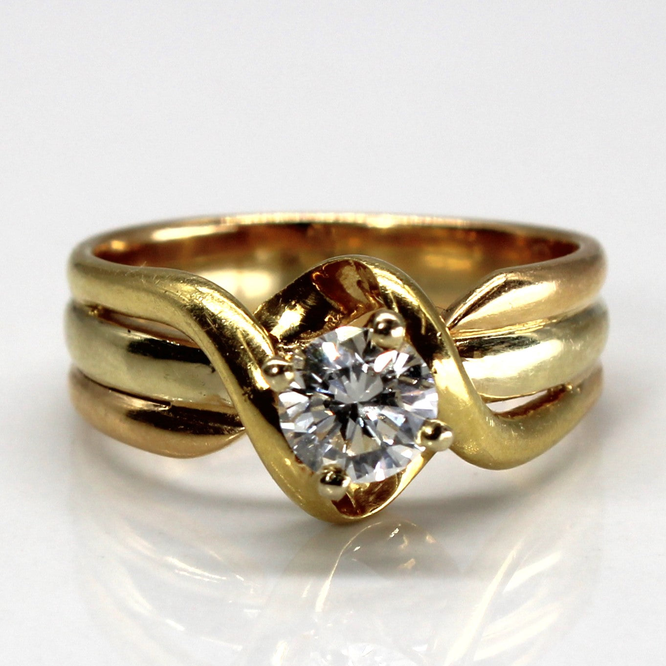 Solitaire Diamond Bypass Gold Ring | 0.51ct VS1/VS2 H/I | SZ 6.5 |