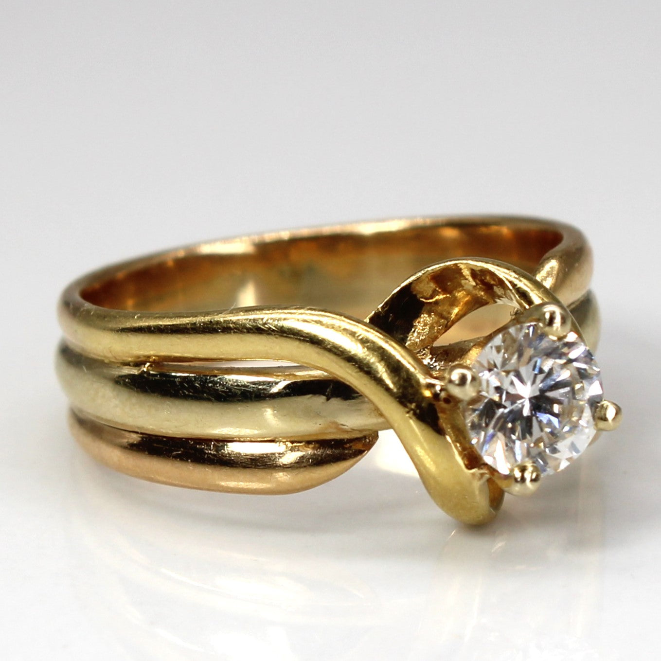 Solitaire Diamond Bypass Gold Ring | 0.51ct VS1/VS2 H/I | SZ 6.5 |