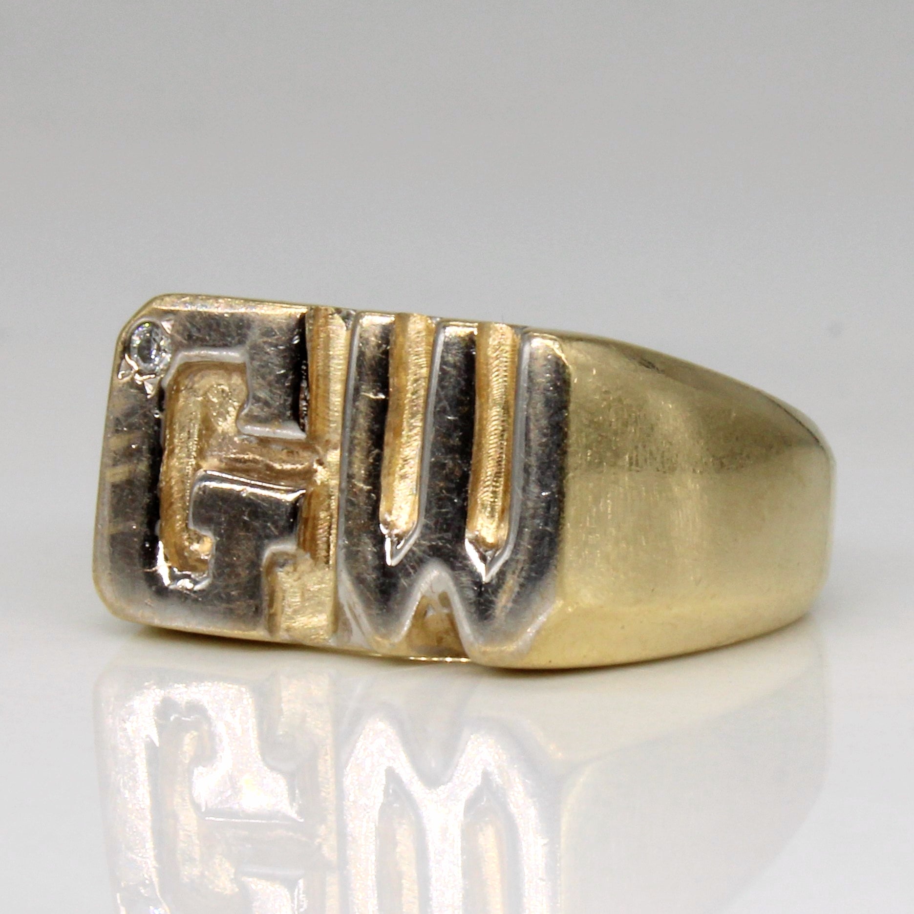 Diamond 'G.W.' Initial Ring | 0.02ct | SZ 4.25 |