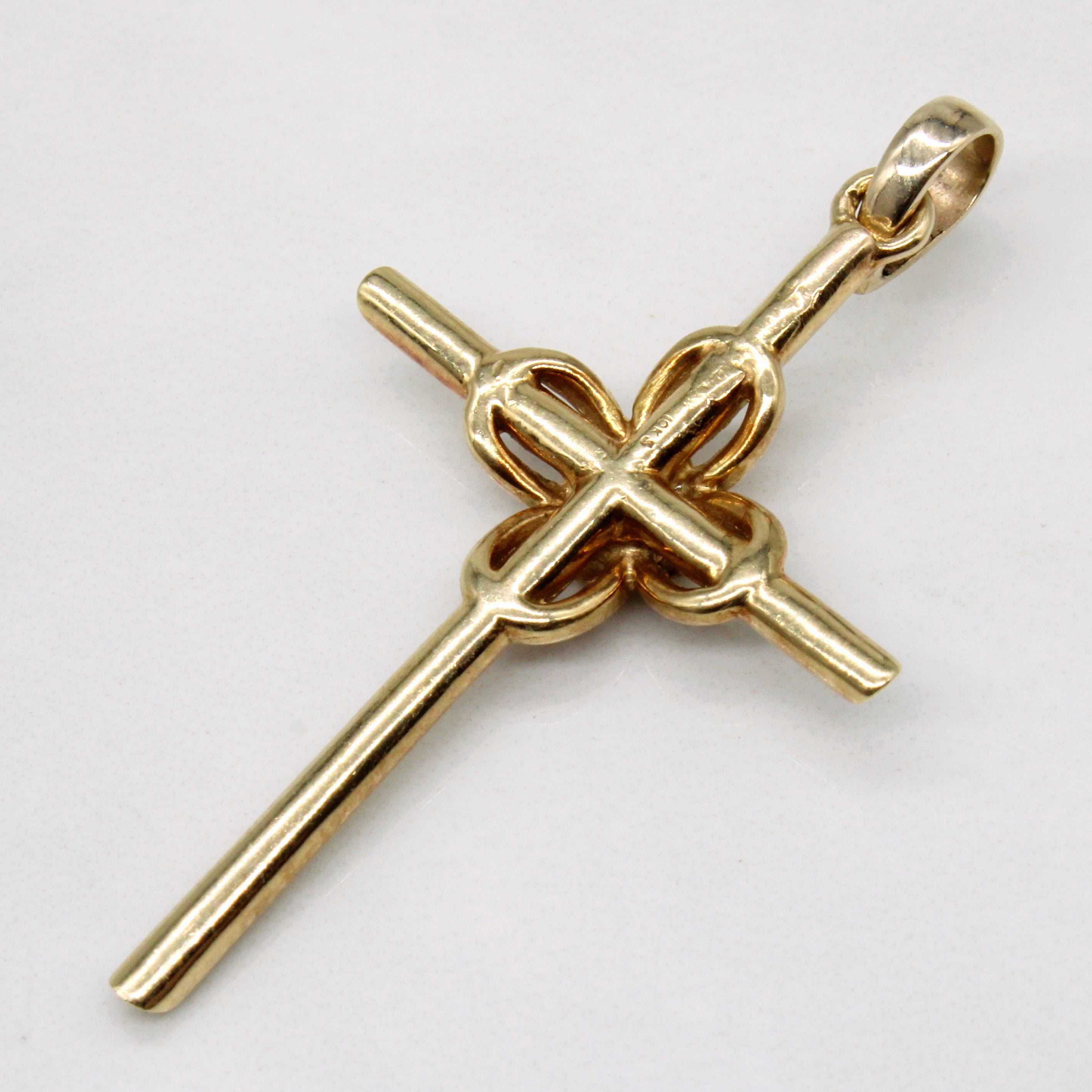 Synthetic Emerald Cross 10K Pendant | 0.22ct |