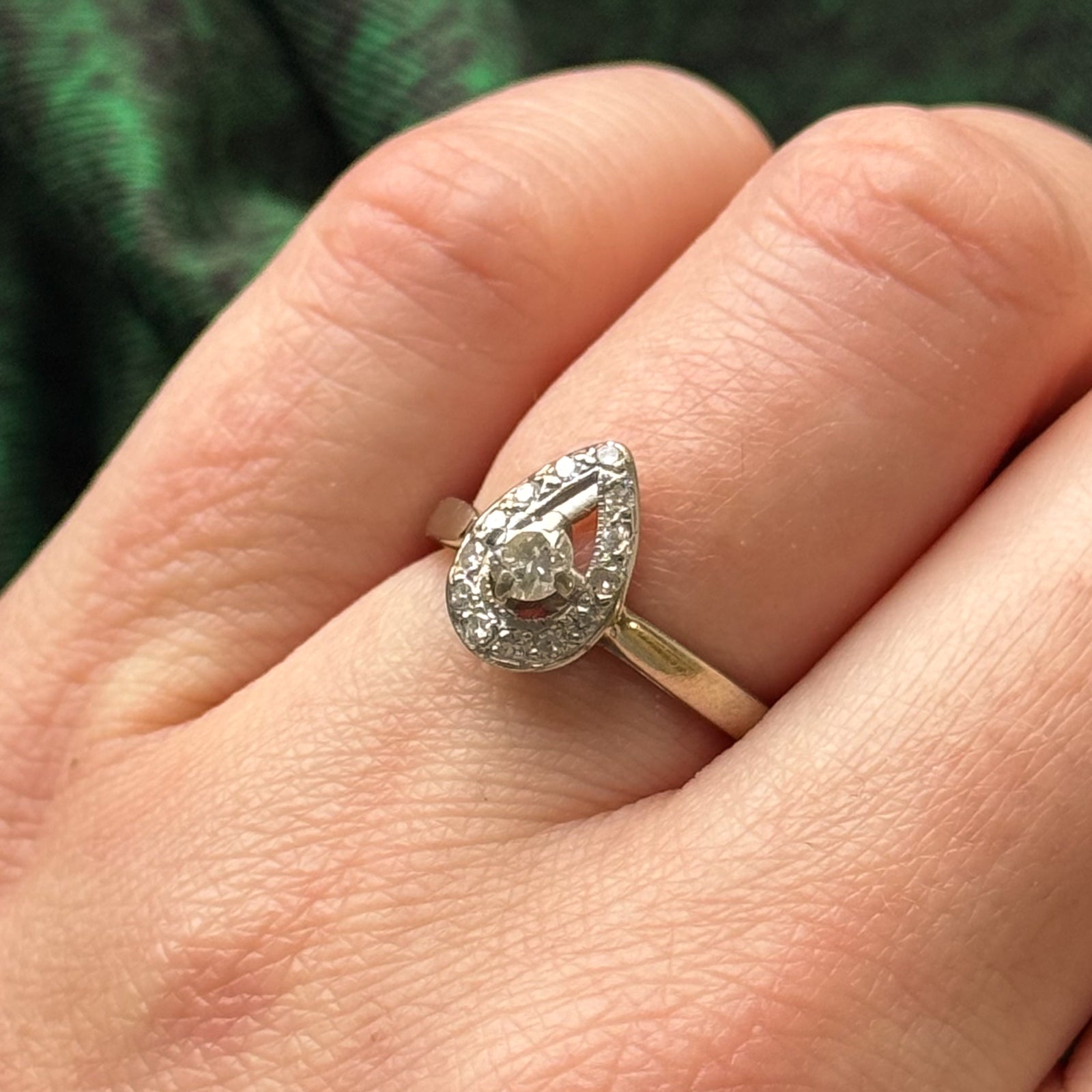 Bague en forme de poire avec diamant | 0,33 ct | Taille 4,75 |