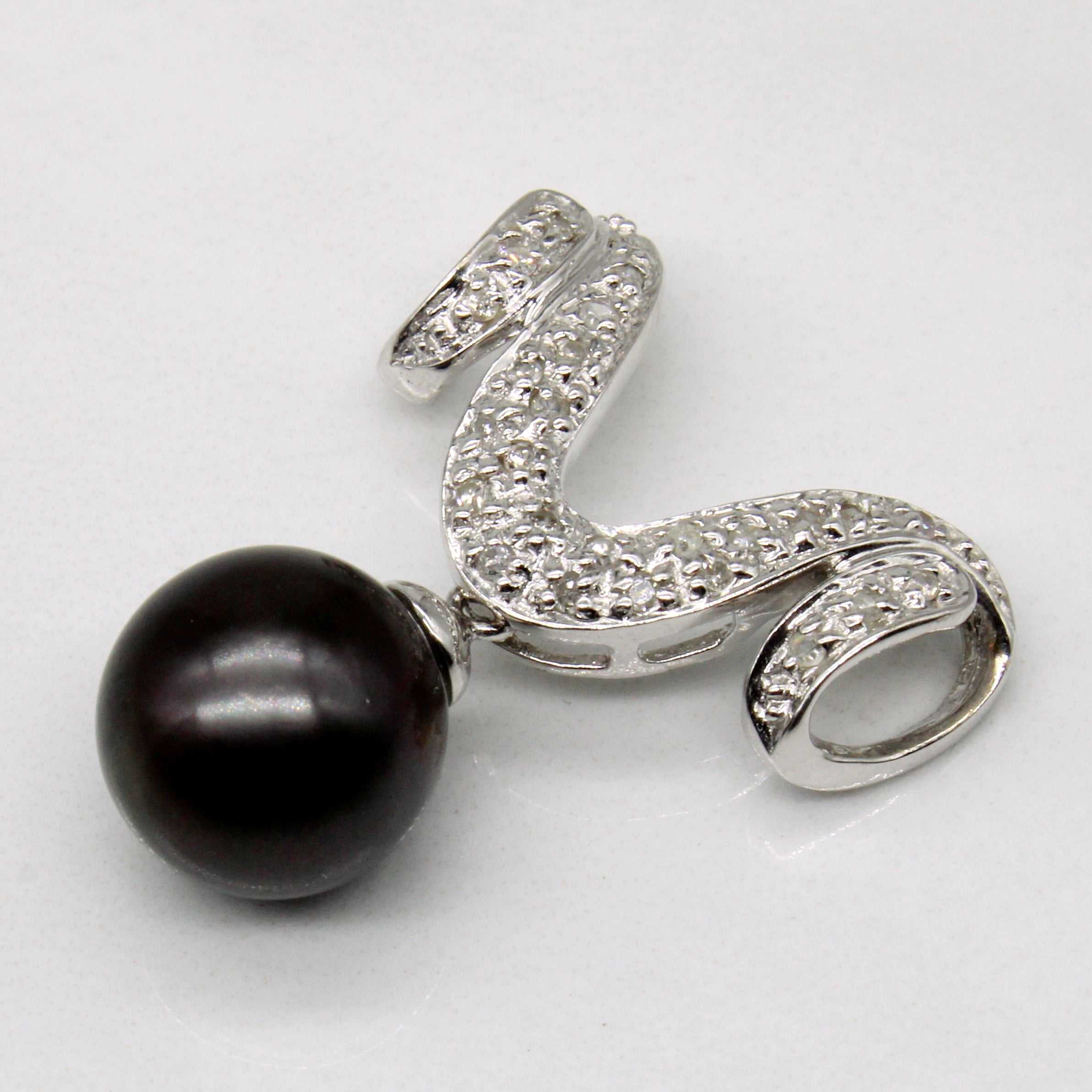 Black Pearl & Diamond Pendant | 0.18ctw |