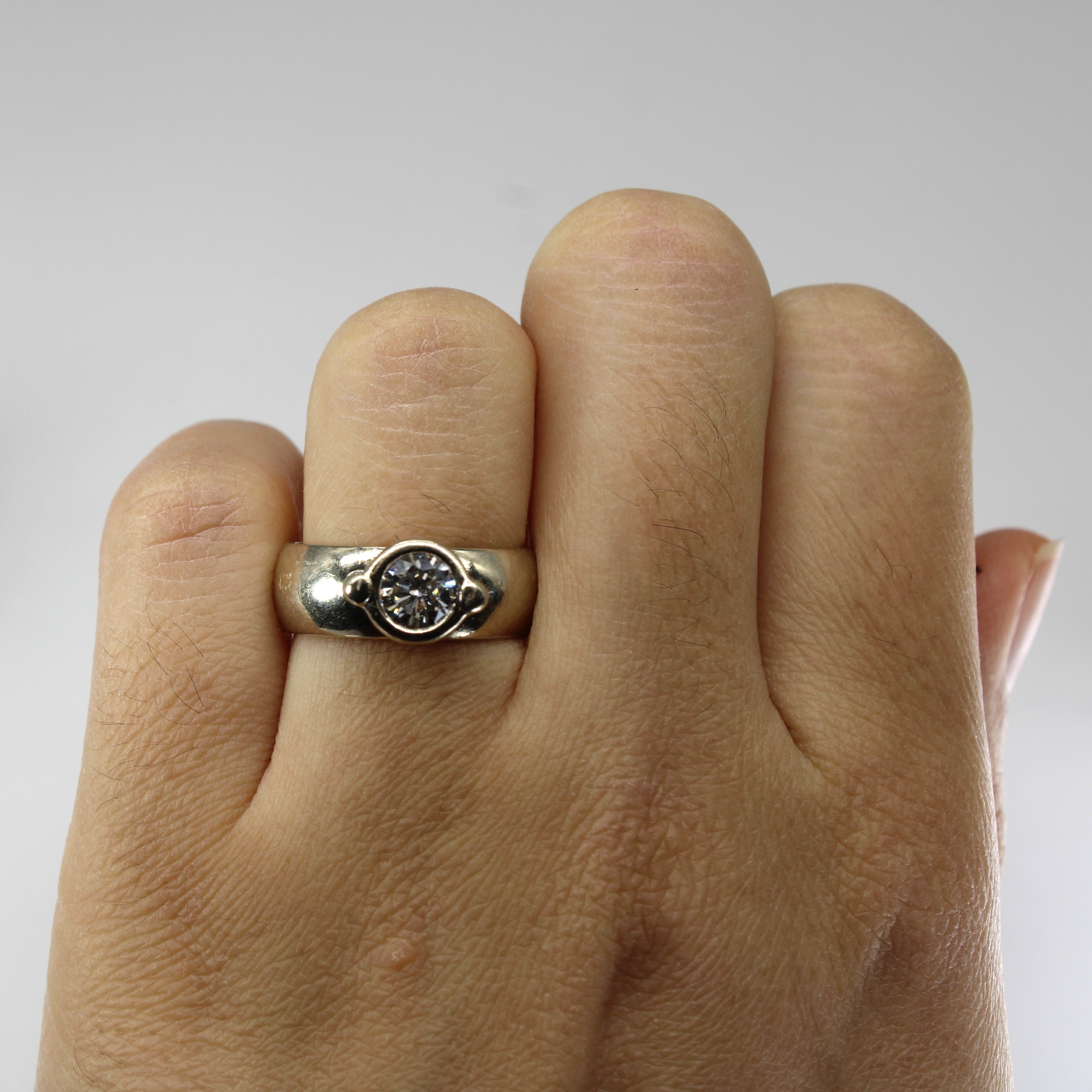 Bezel Set Solitaire Diamond Ring | 0.72ctw SI1 G/H | SZ 5.5 |