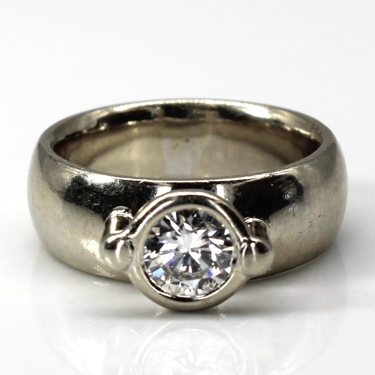 Bezel Set Solitaire Diamond Ring | 0.72ctw SI1 G/H | SZ 5.5 |