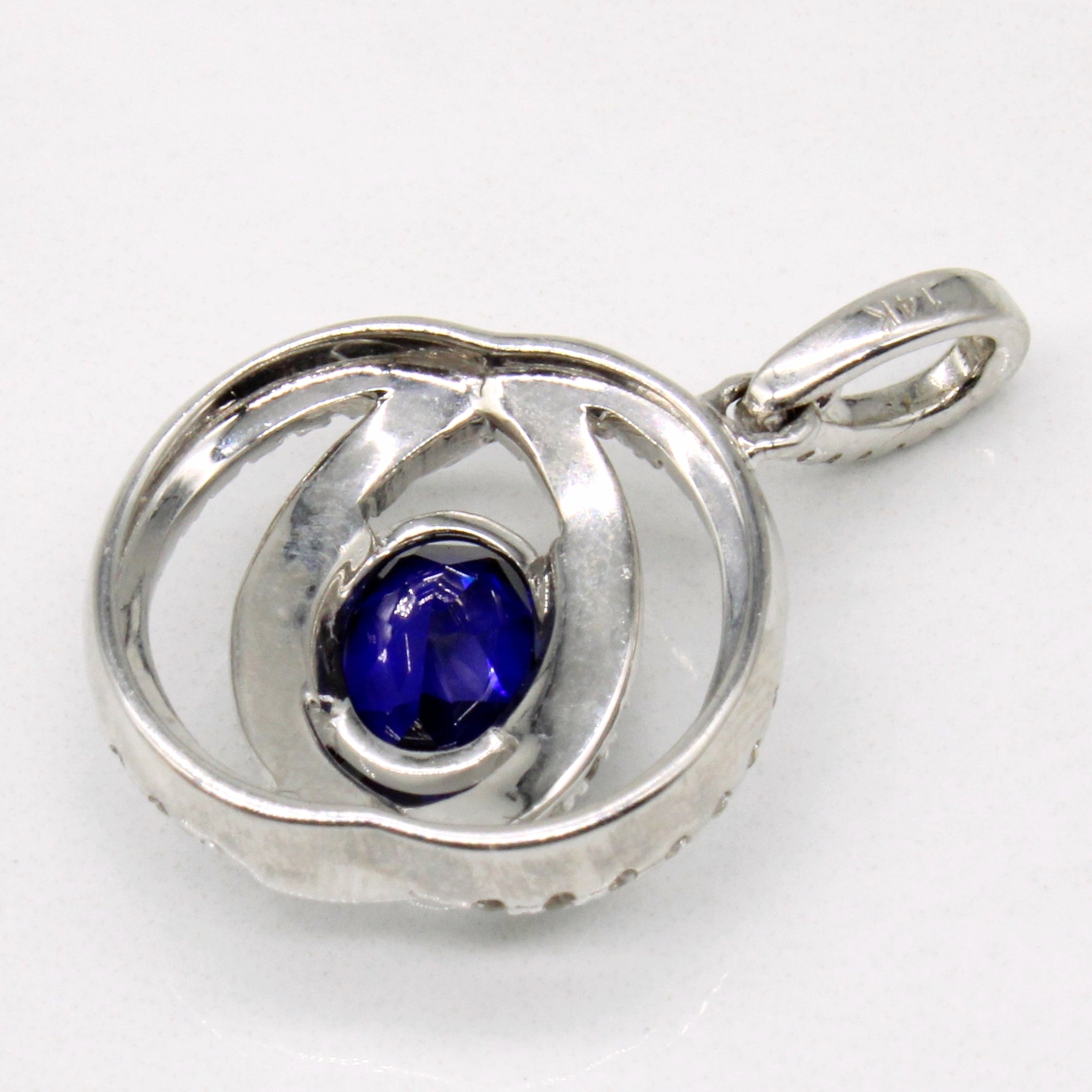 Synthetic Sapphire & Colourless Synthetic Topaz 14k Pendant | 1.45ct, 0.50ctw |