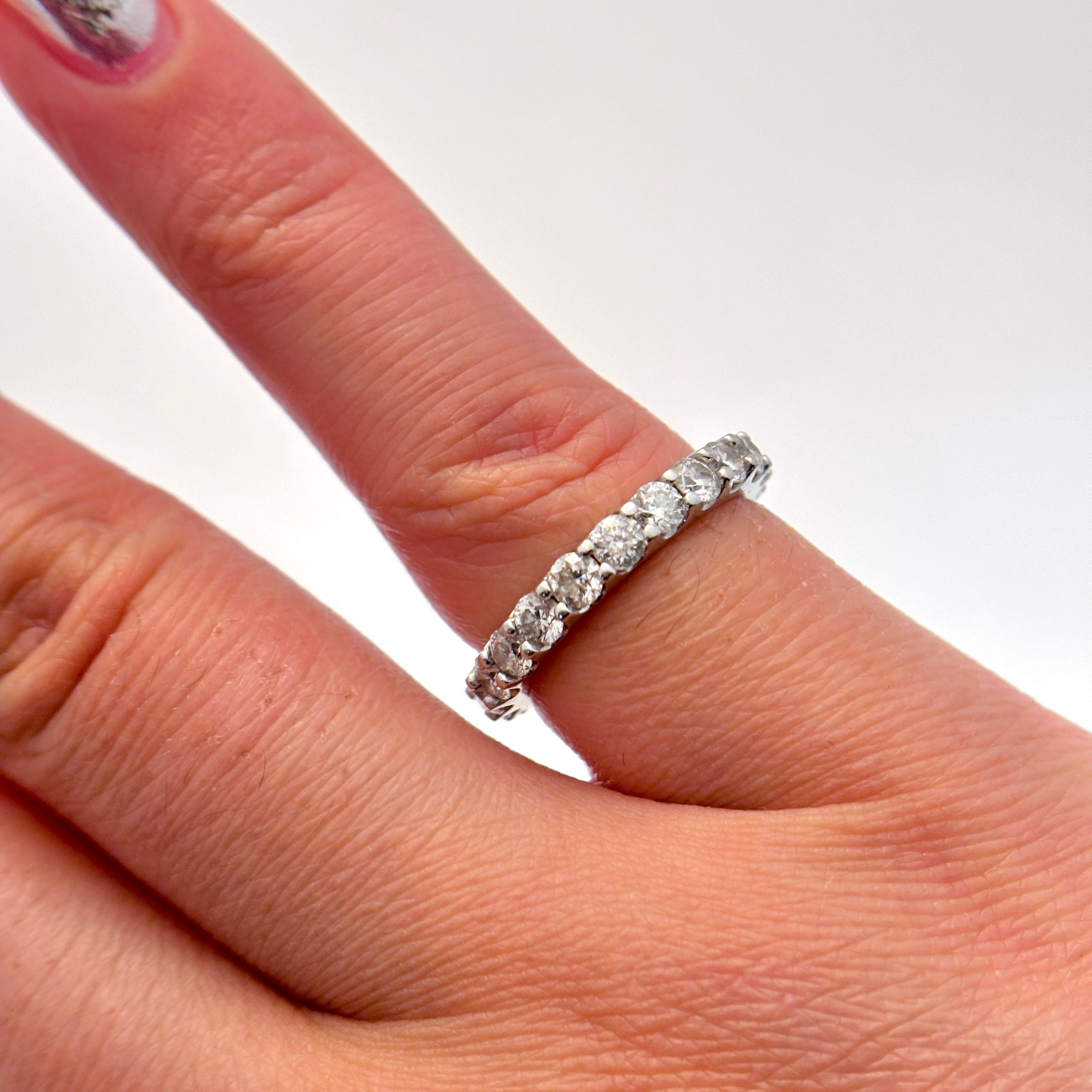 18K White Gold Diamond Eternity Band | 1.58 ctw I1/2 H/I | SZ 4.5 |