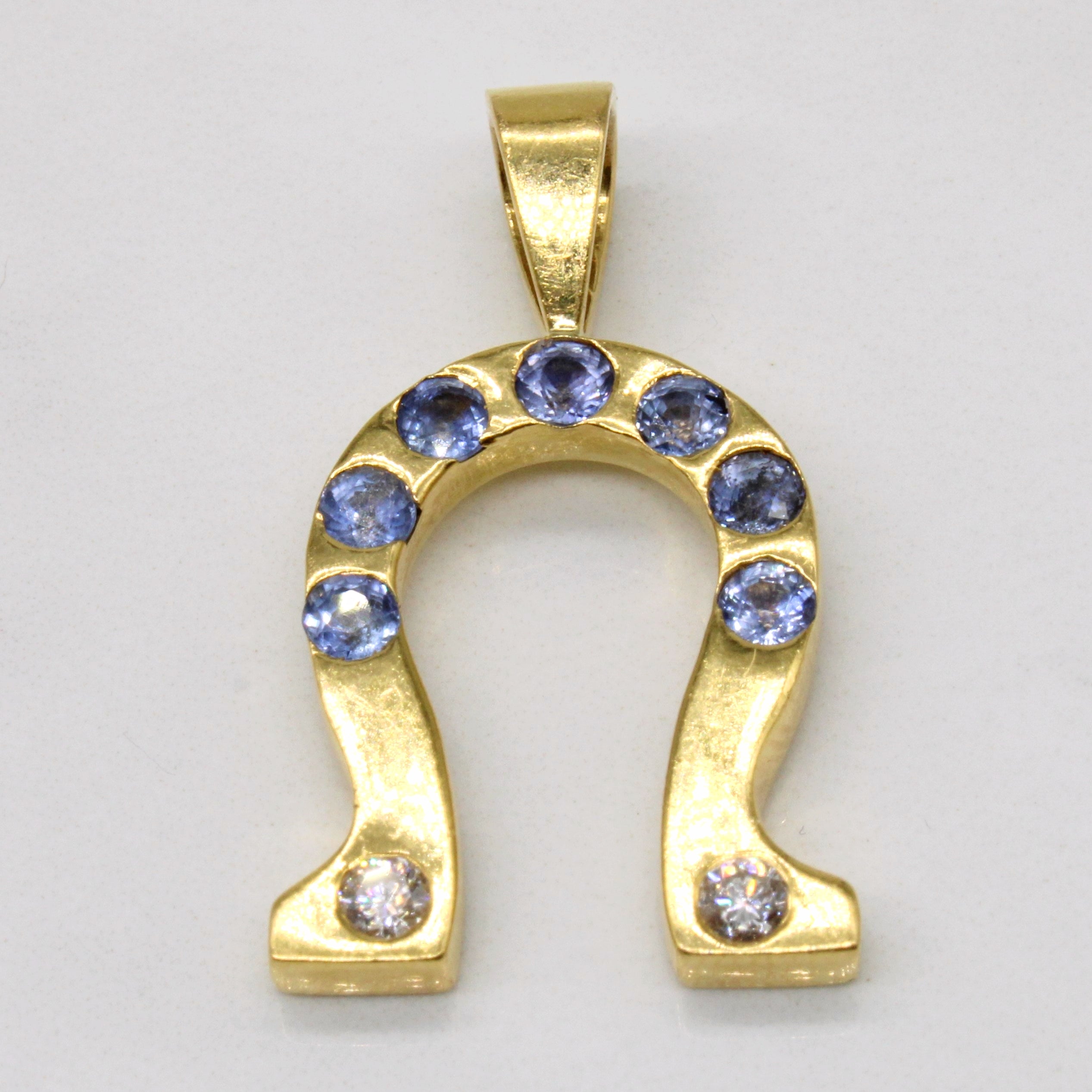 Sapphire & Diamond Horseshoe 22K Pendant | 1.00ctw, 0.20ctw |