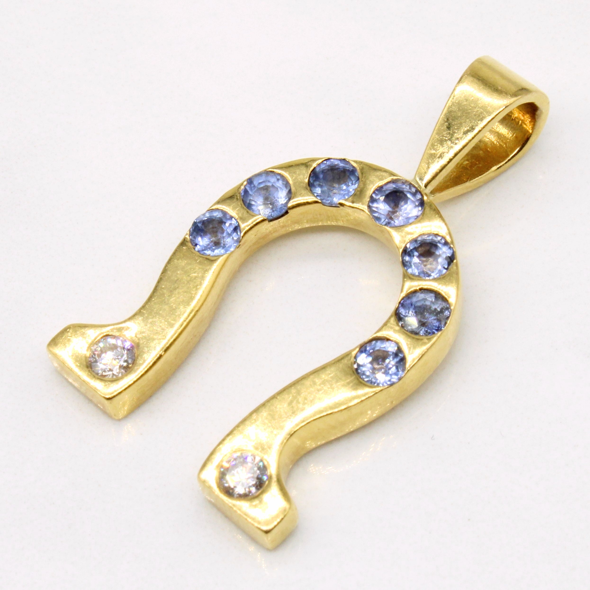 Sapphire & Diamond Horseshoe 22K Pendant | 1.00ctw, 0.20ctw |