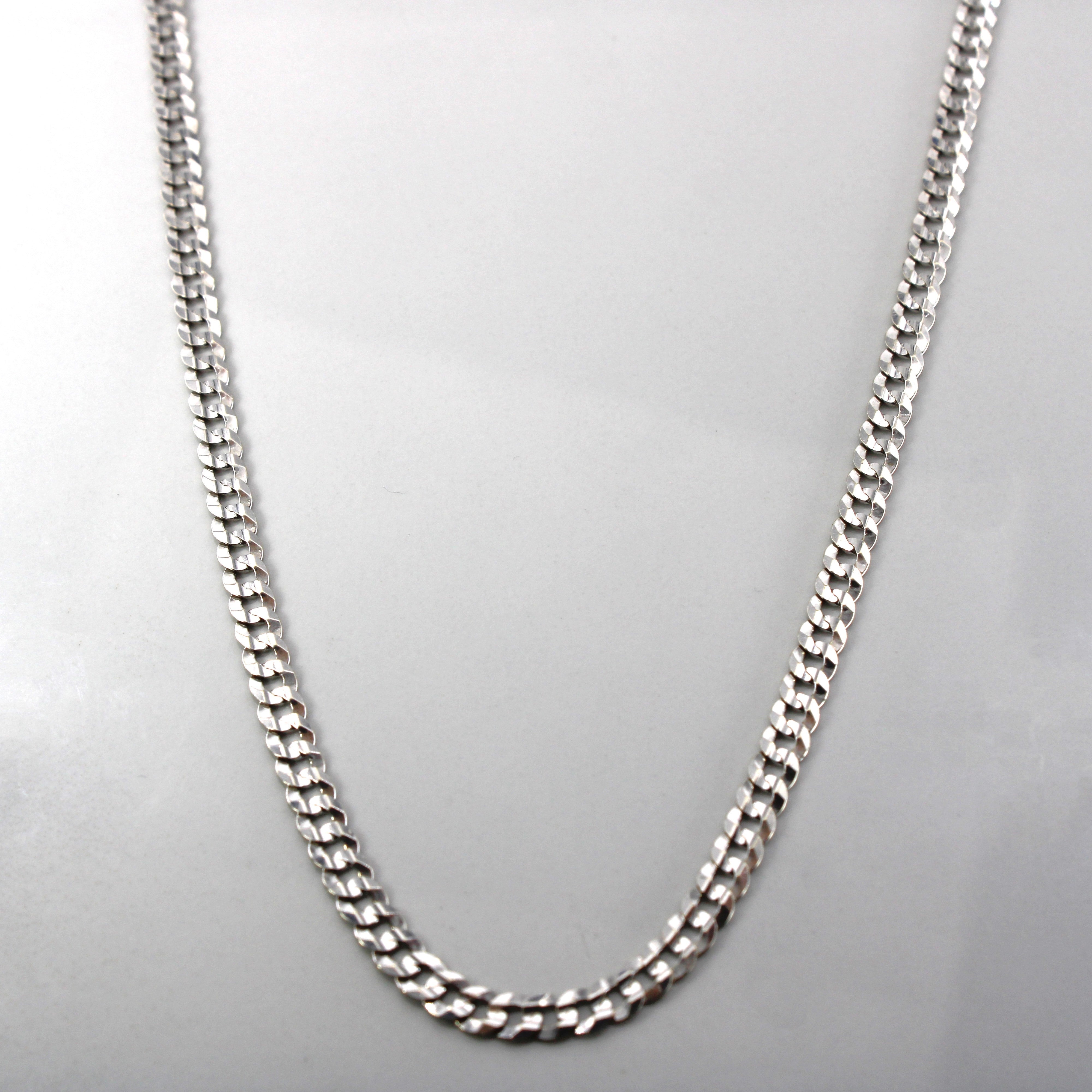 Italian White Gold Curb Link Chain | 22"|