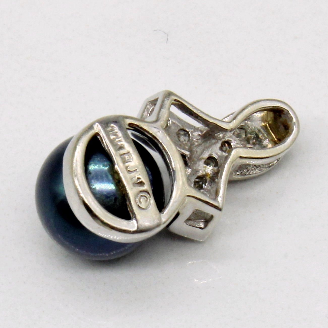 Black Pearl & Diamond 10k Pendant | 0.08ctw |