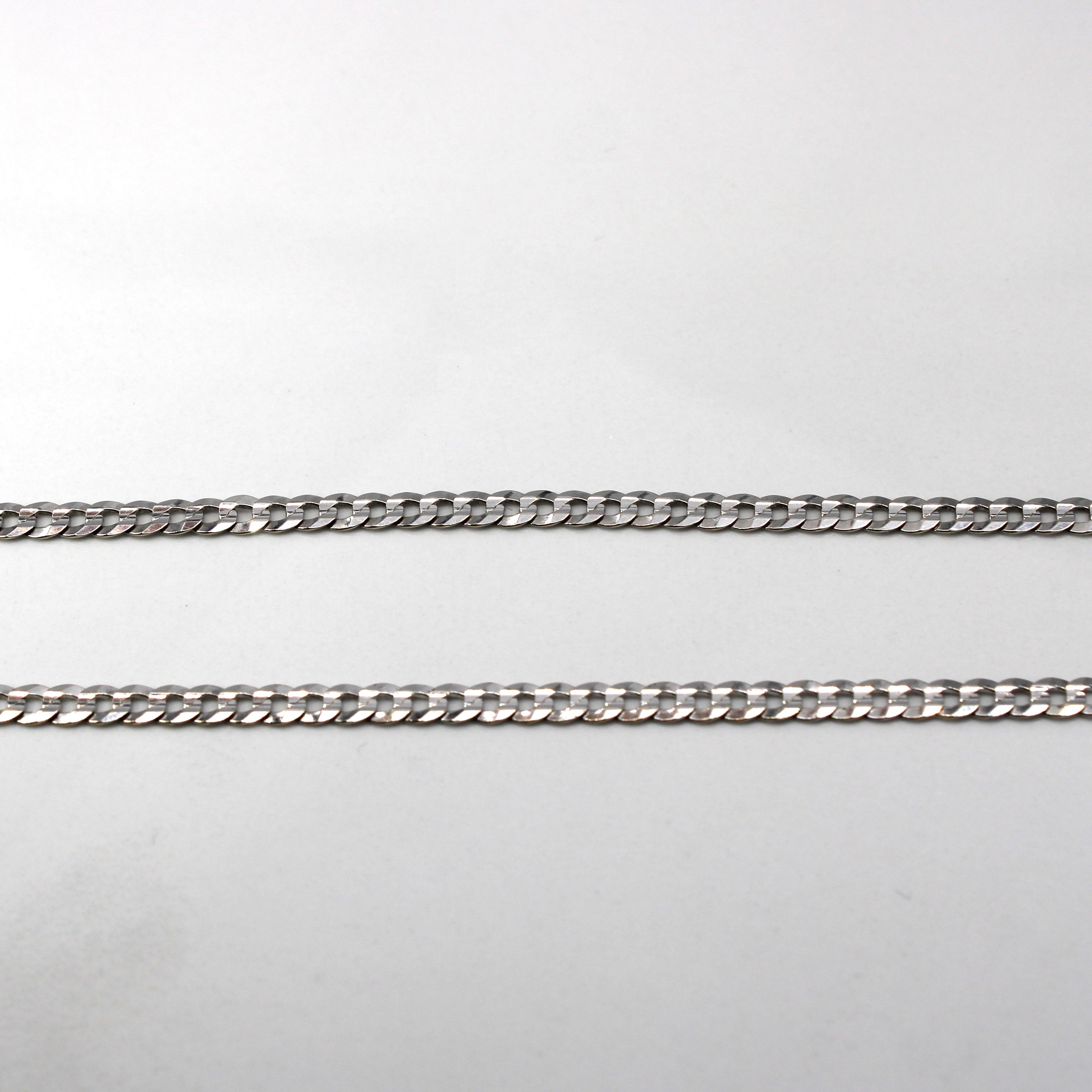 Italian White Gold Curb Link Chain | 22"|