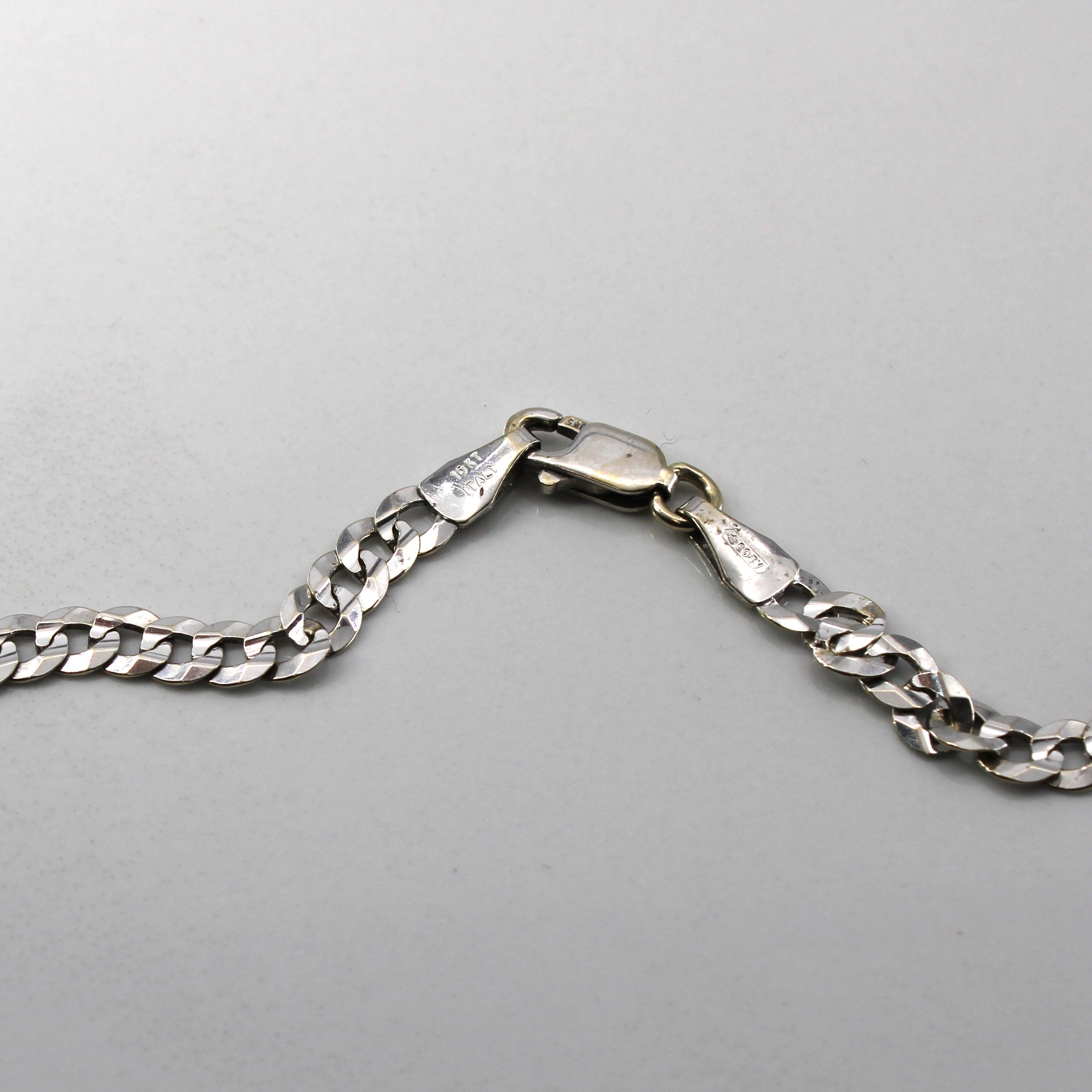 Italian White Gold Curb Link Chain | 22"|