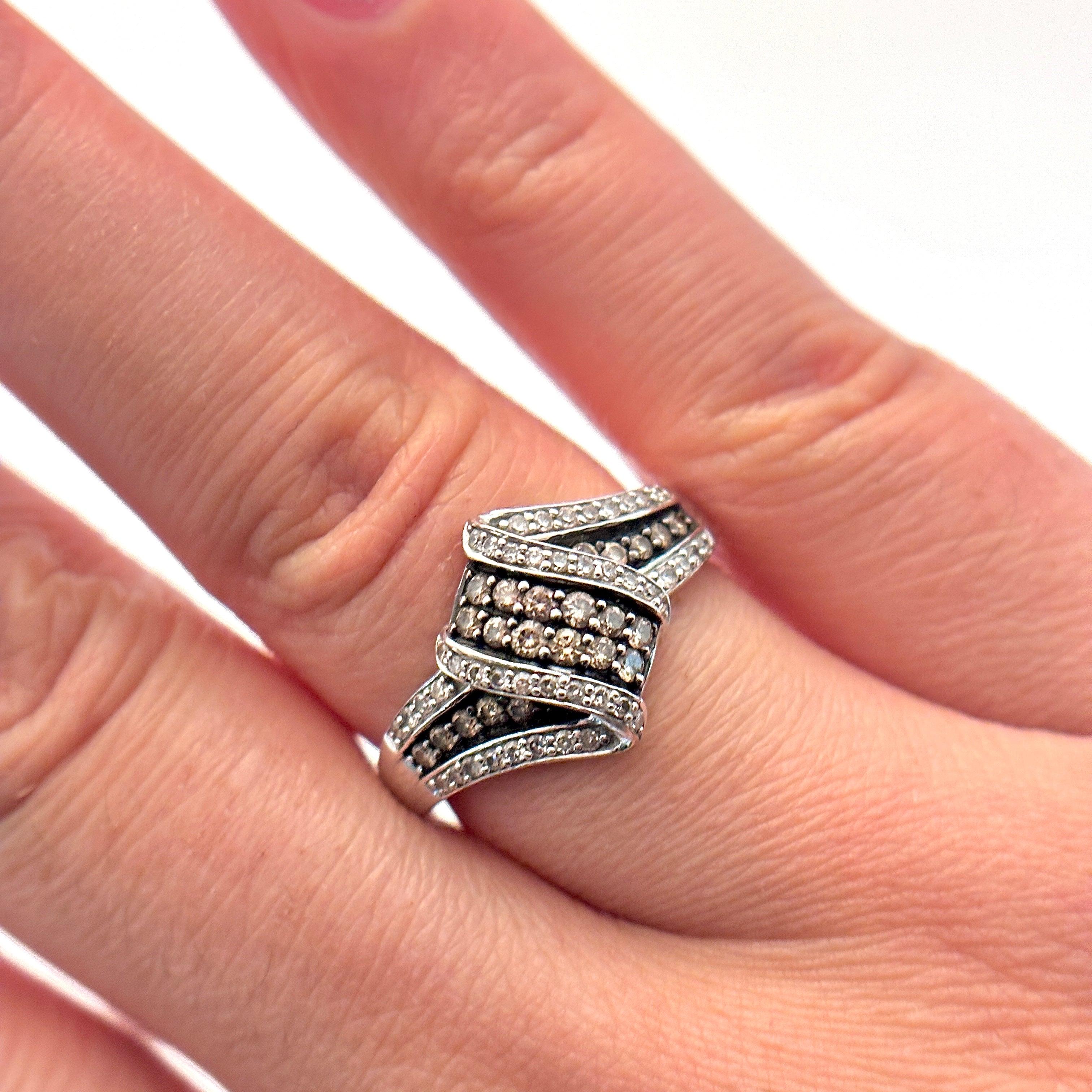 10K White Gold Diamond Cocktail Ring | 0.58ctw | SZ 7 |