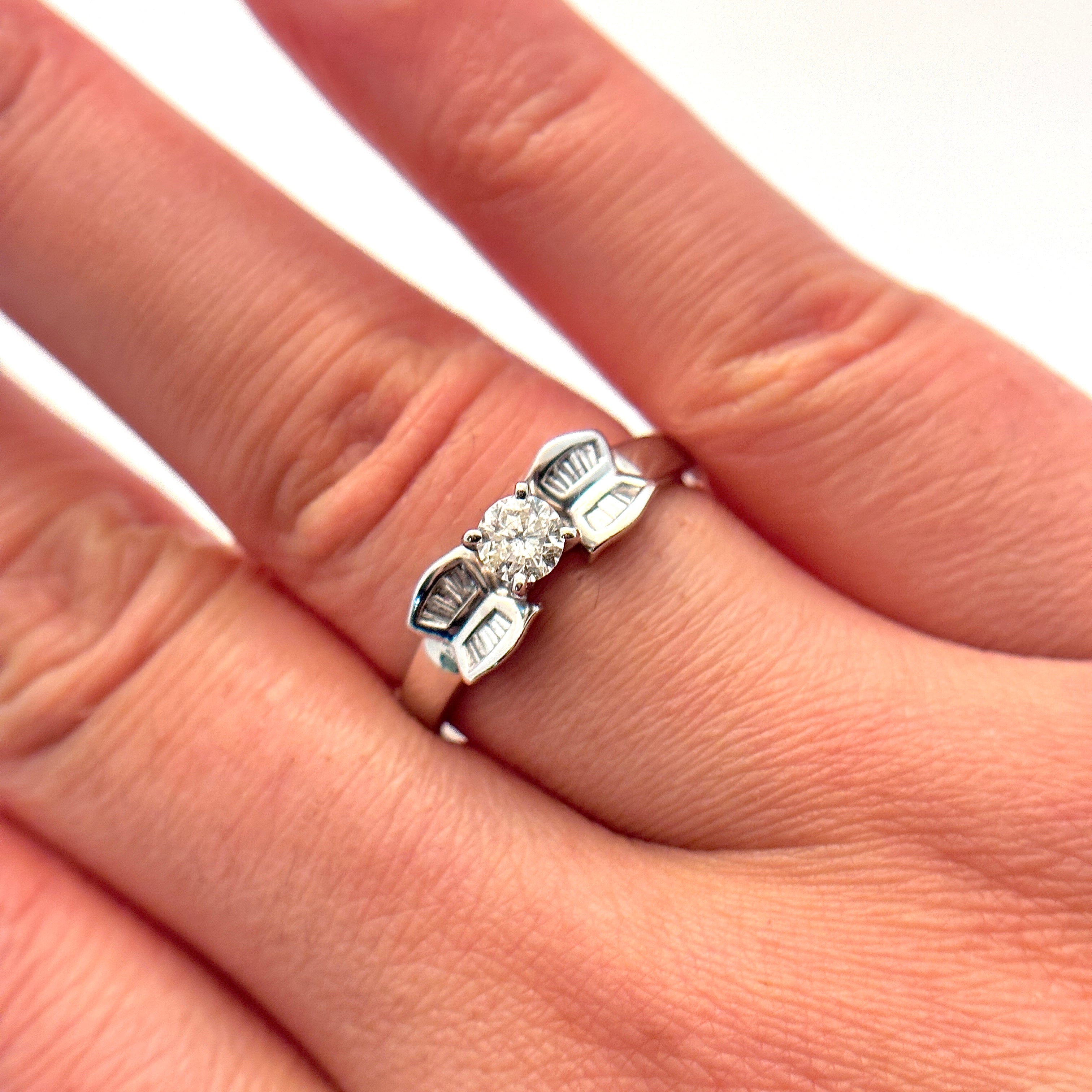 14K White Gold Diamond Engagement Ring | 0.27ctw, 0.12ctw | SZ 7.25 |