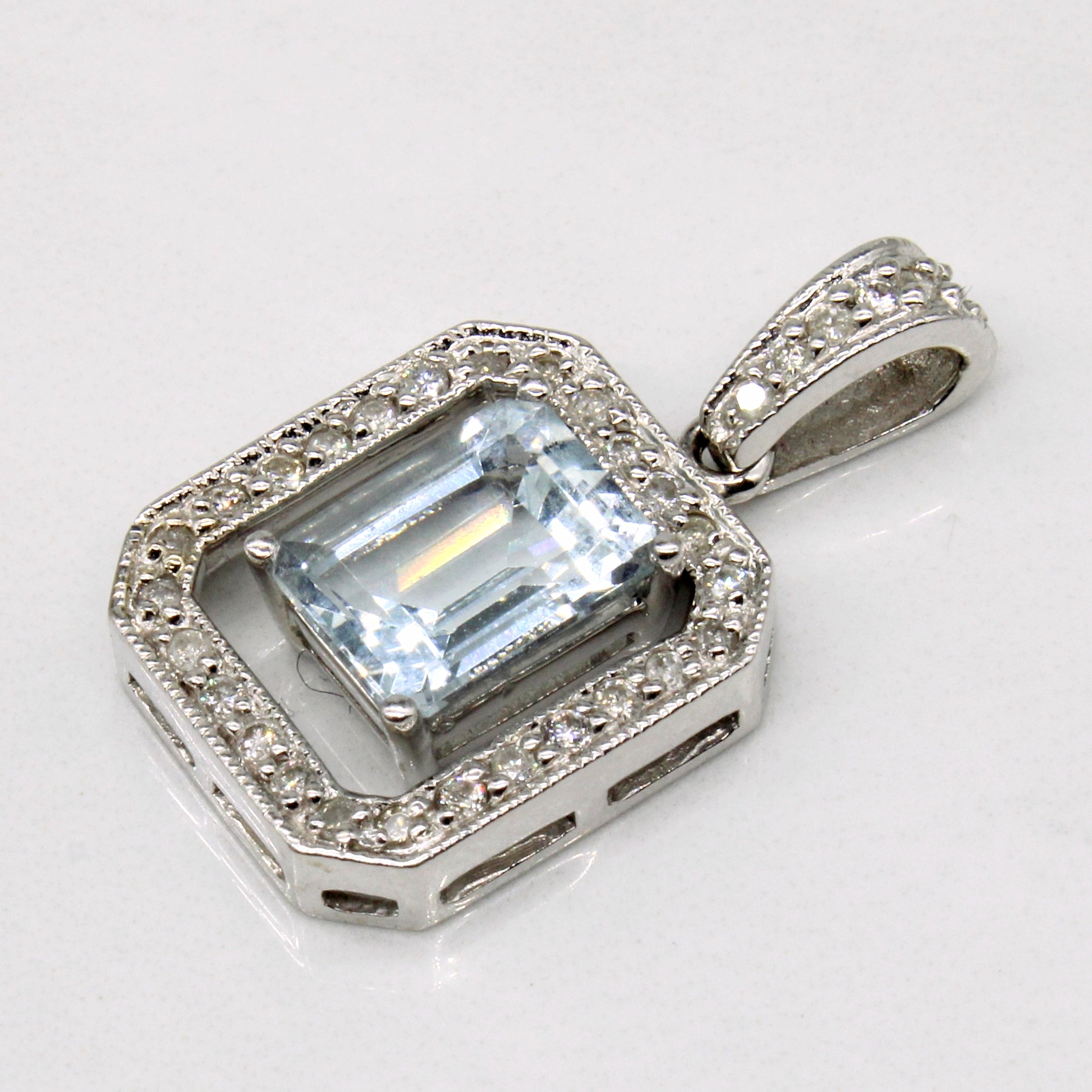 Aquamarine & Diamond 14k Pendant | 2.00ct, 0.25ctw |