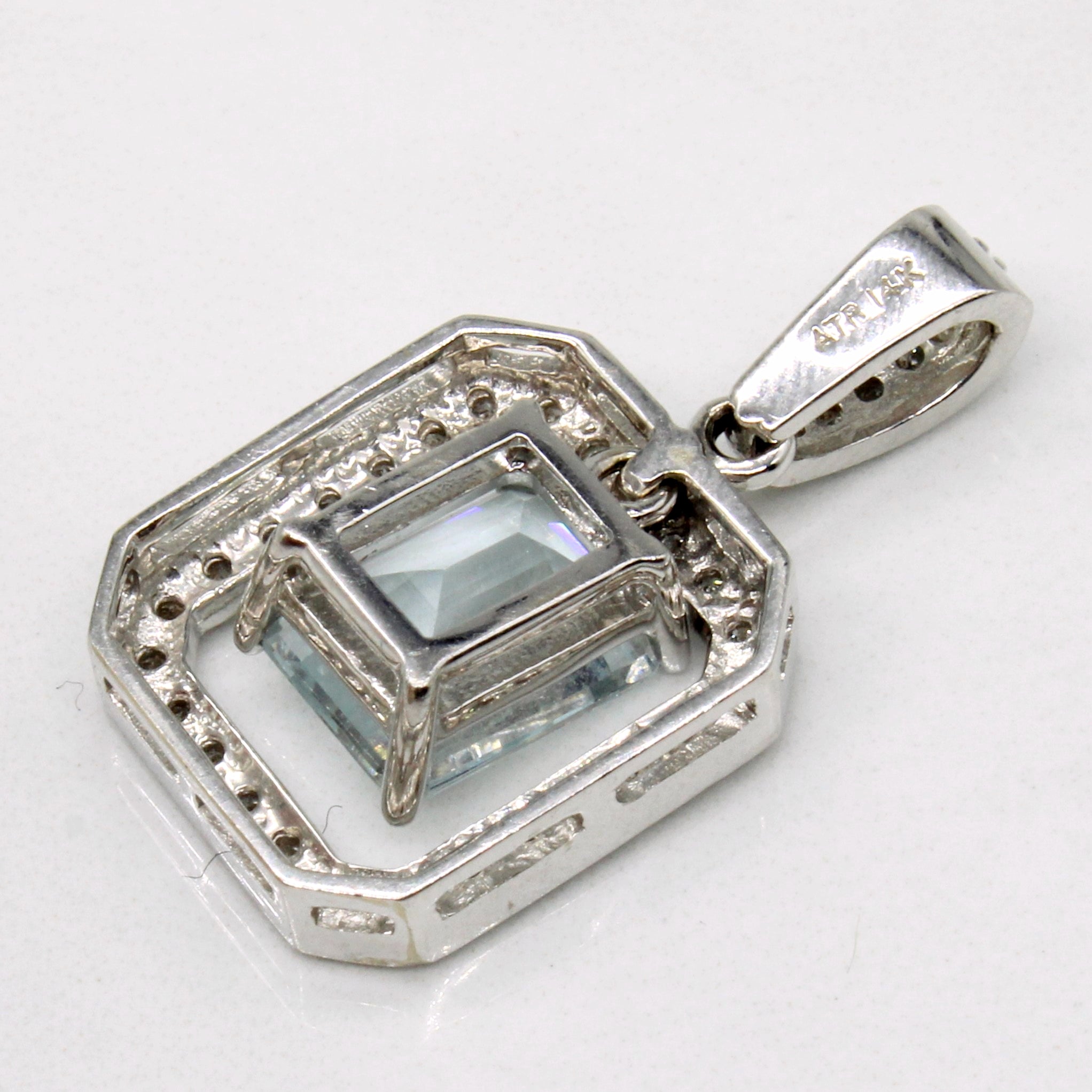 Aquamarine & Diamond 14k Pendant | 2.00ct, 0.25ctw |
