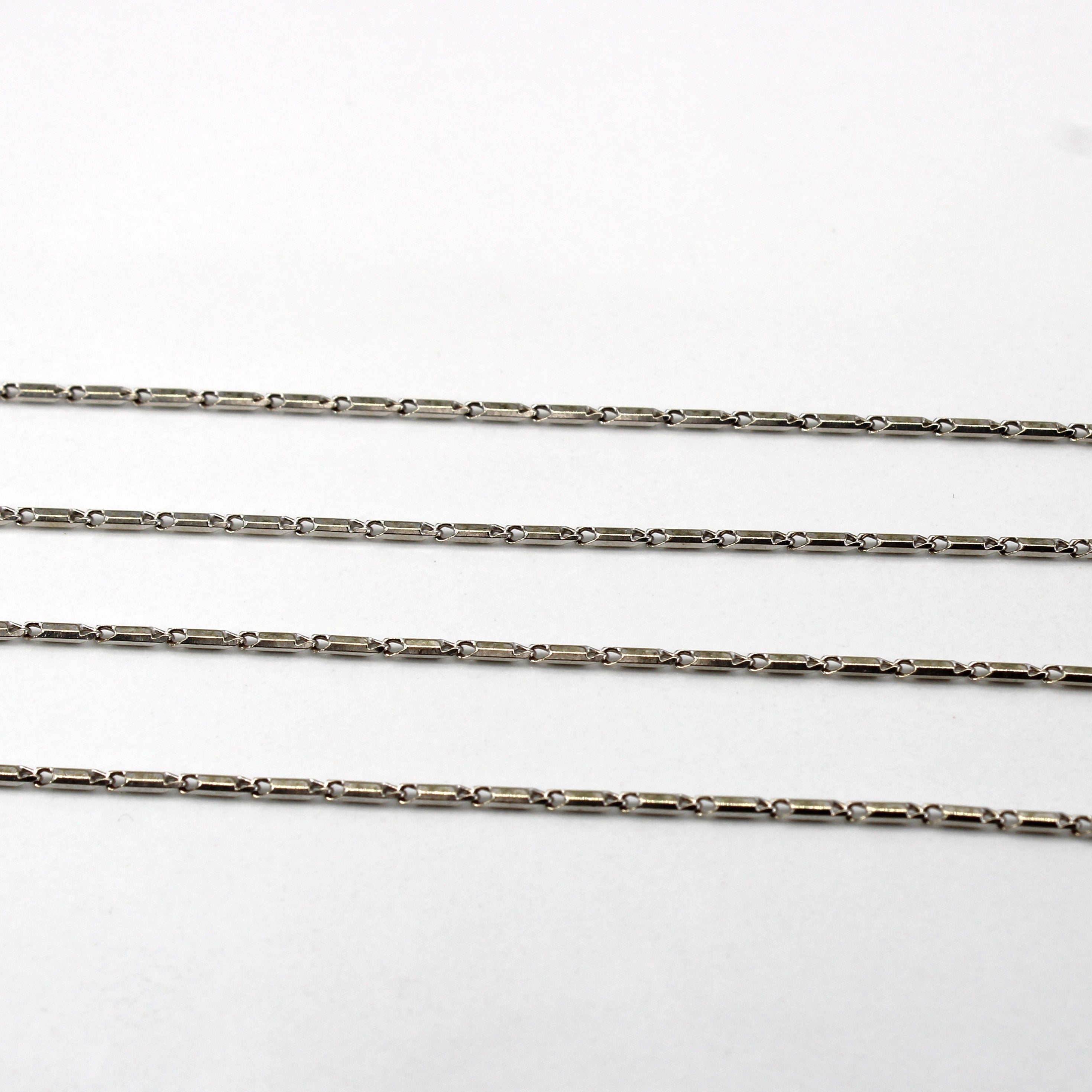 Bar Linked White Gold Chain | 25"|