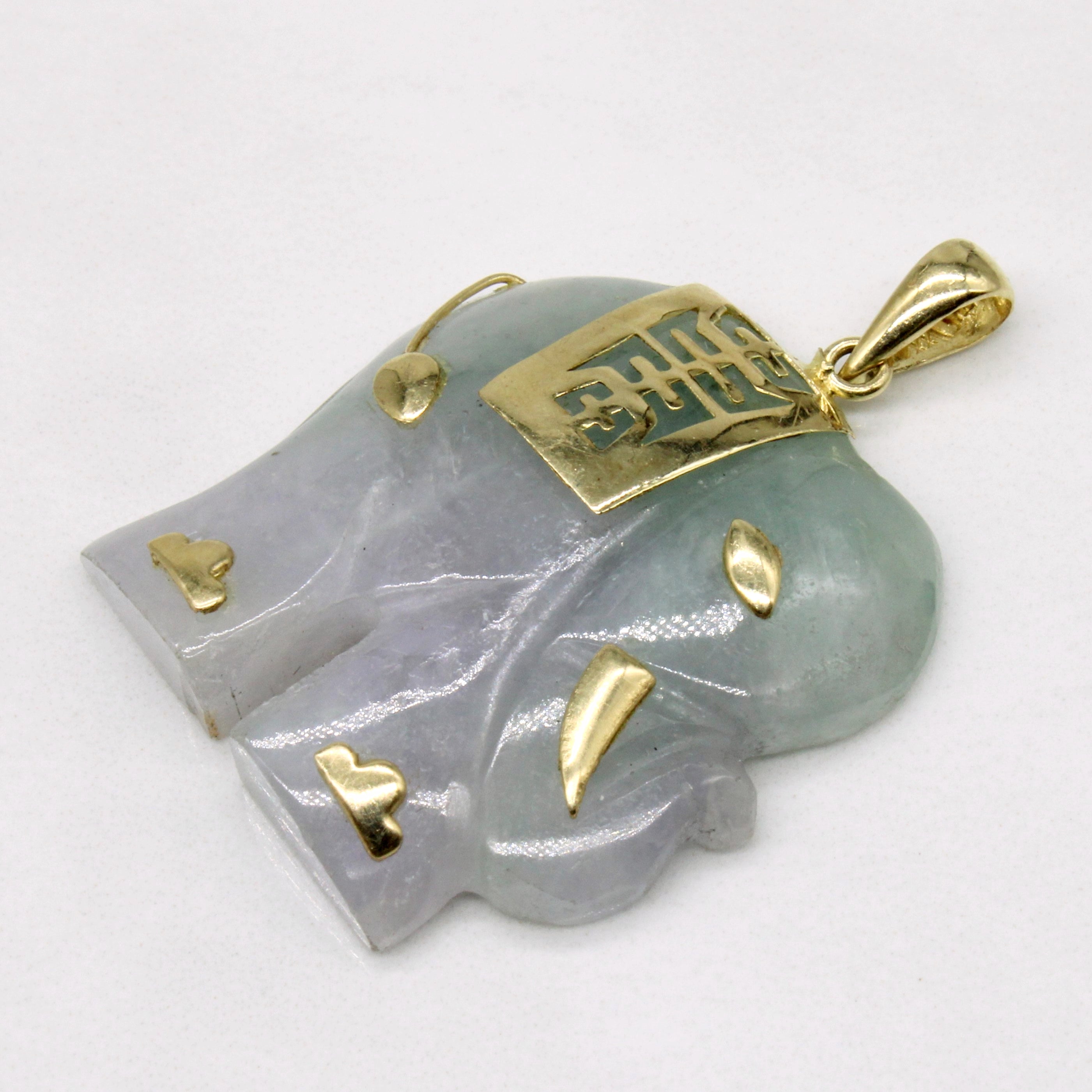 Carved Jadeite Elephant 14k Pendant | 30.00ct |
