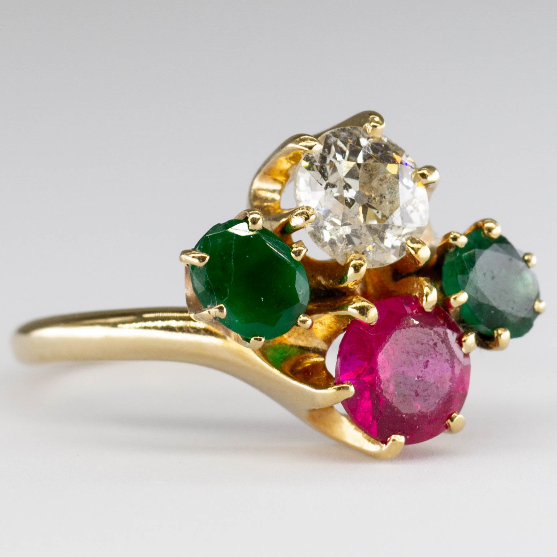 Custom Retro Multi Gem Ring | 0.68ct, 0.50ctw, 0.90ct | SZ 6.5 |