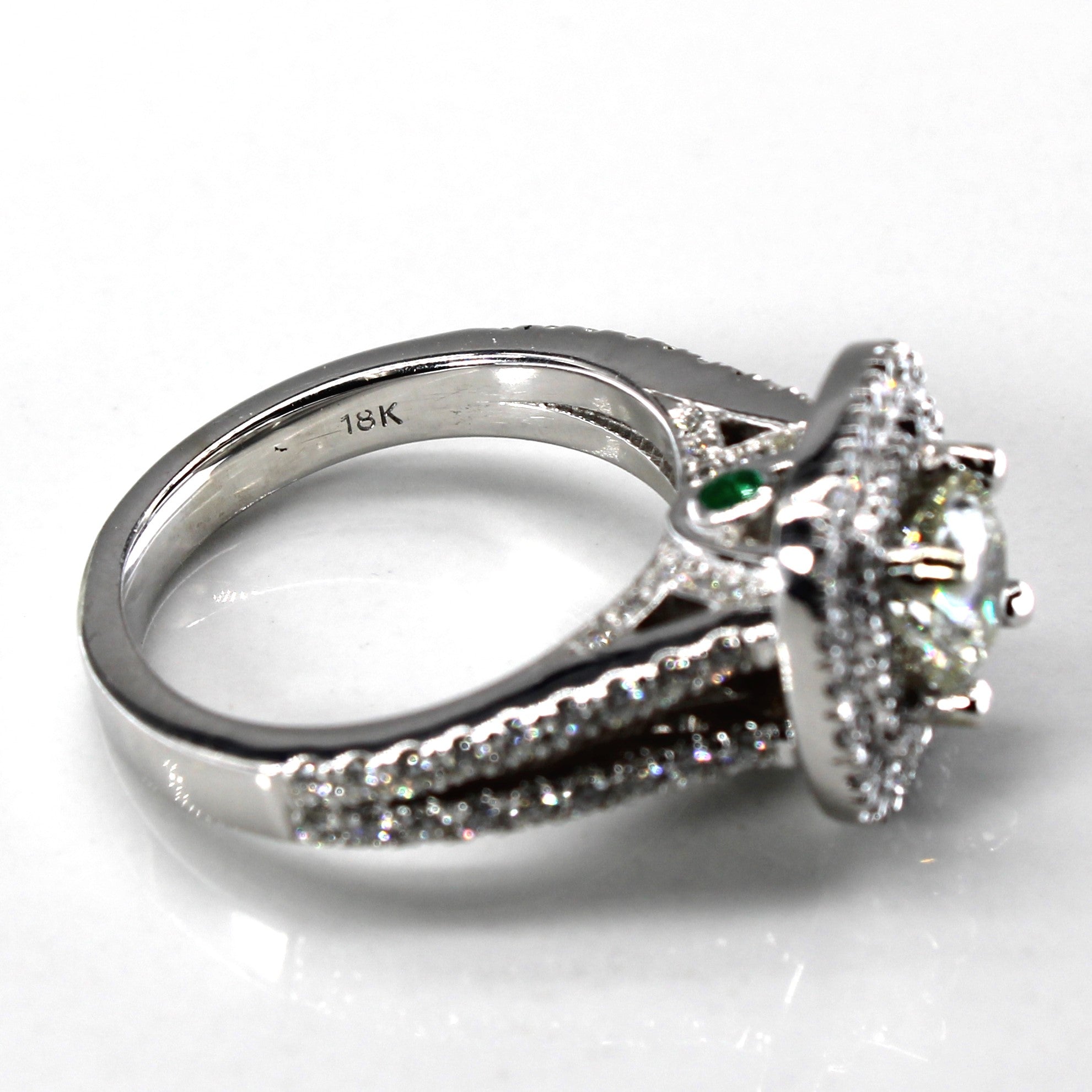 Bague de fiançailles sertie d'un halo de diamants | 1,72 ct SI2 J | Taille 5,5 |
