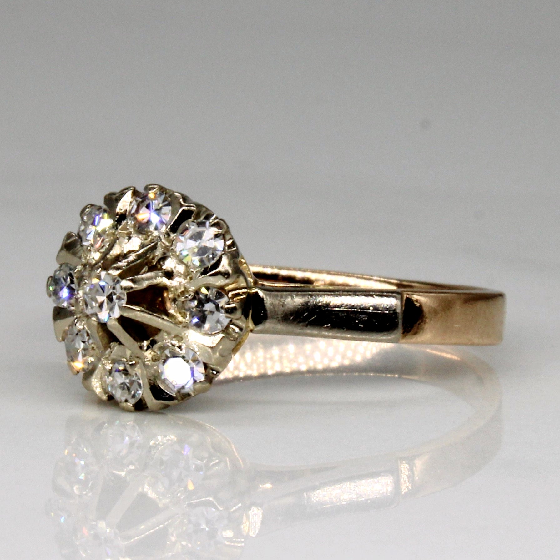High Set Diamond Halo 14k Ring | 0.23ctw | SZ 6.5 |