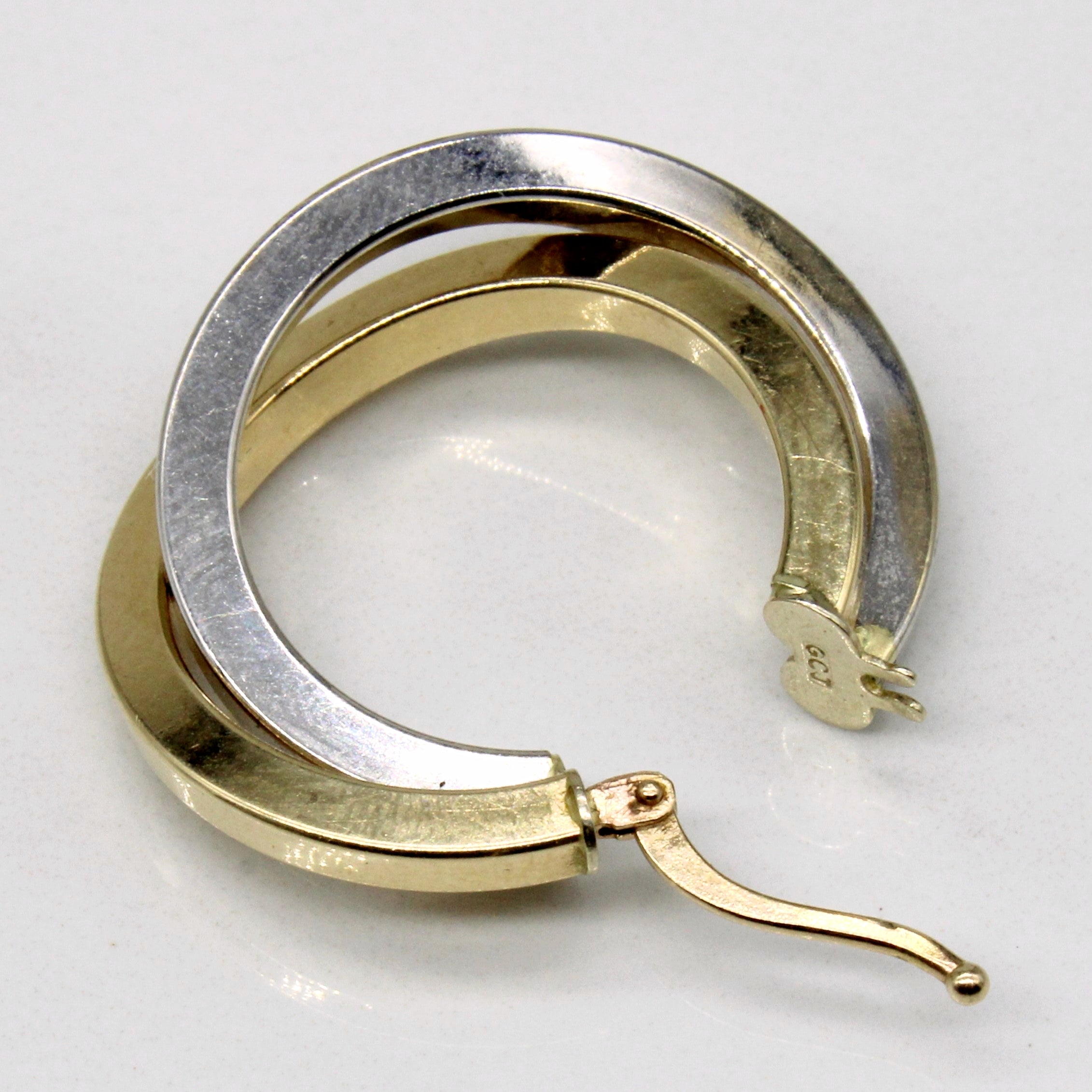 14k Two Tone Gold Hoop Earrings