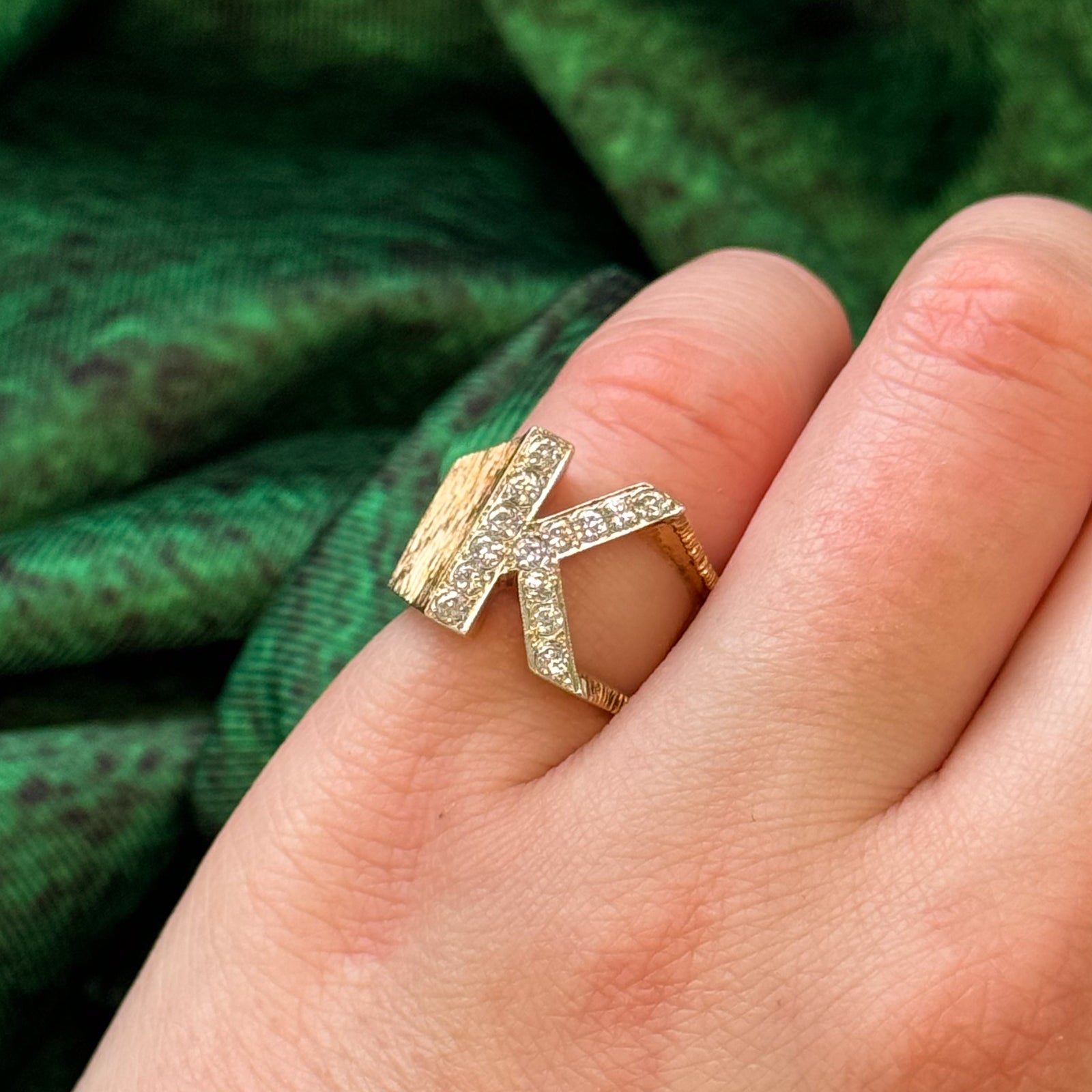 Diamond 'K' Initial Ring | 0.42ctw | SZ 4 |