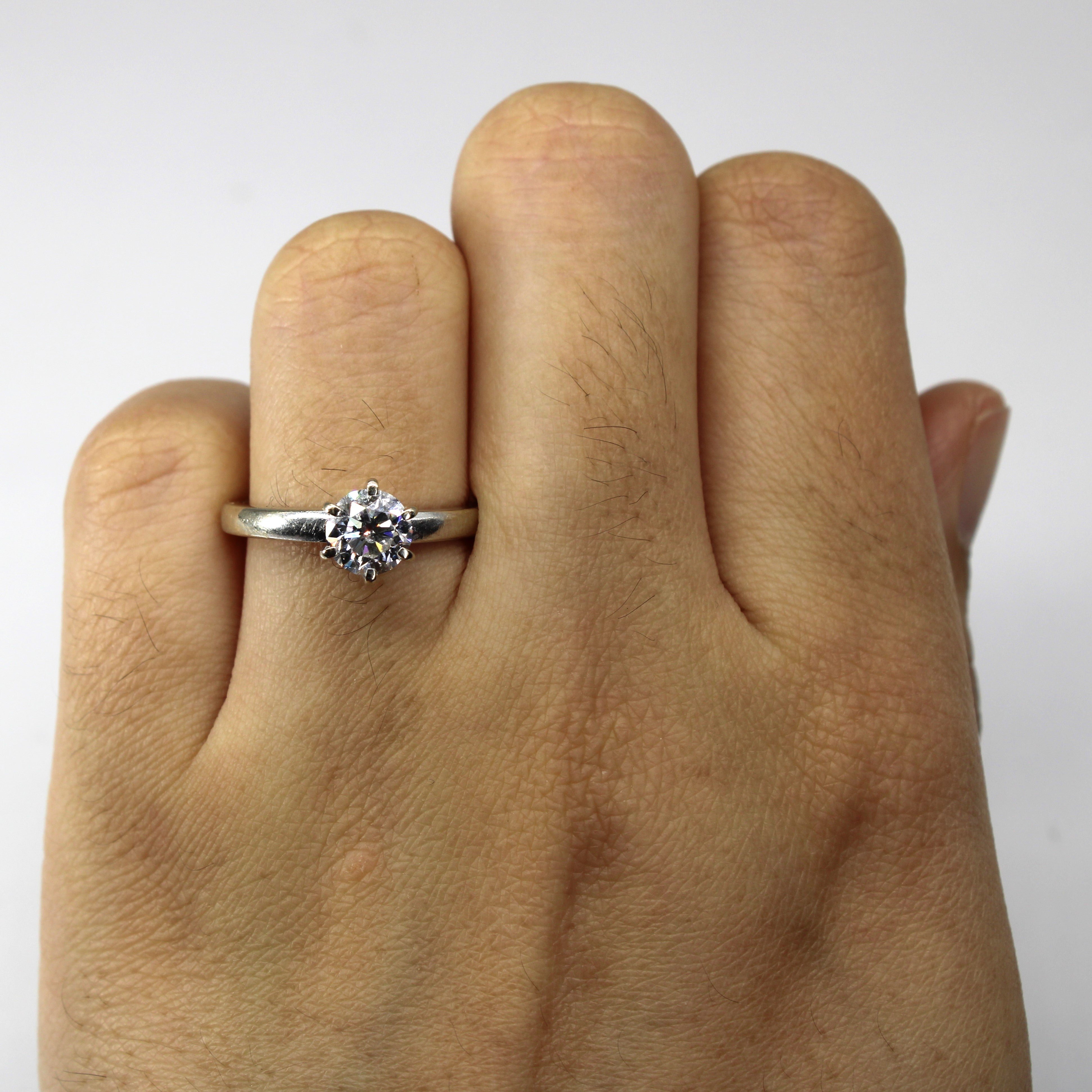Six Prong Solitaire Diamond Engagement Ring | 0.87ct I1 H | SZ 6.5 |