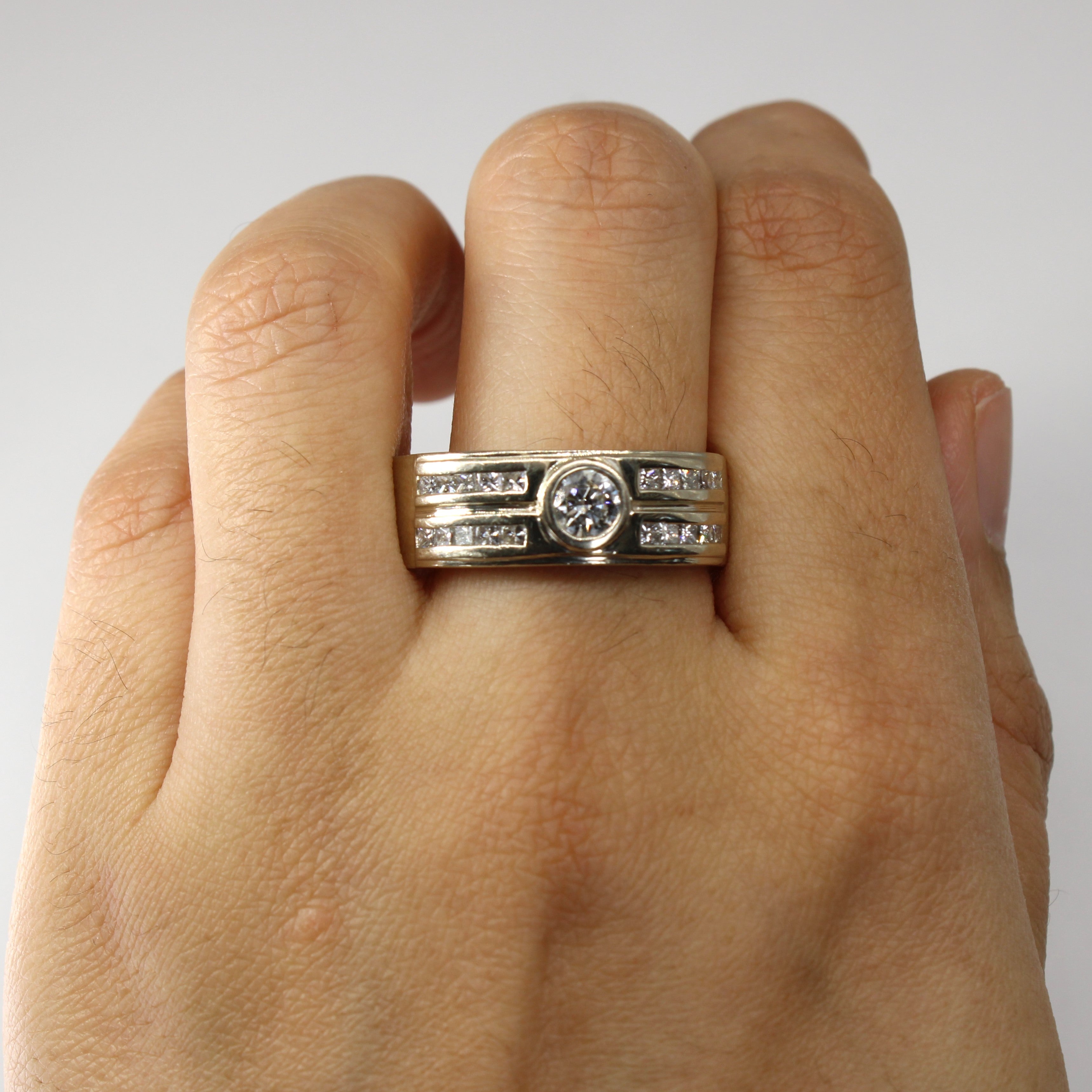 Bezel Set Diamond White Gold Band | 1.20ctw VS2/SI1 H/I | SZ 11 |