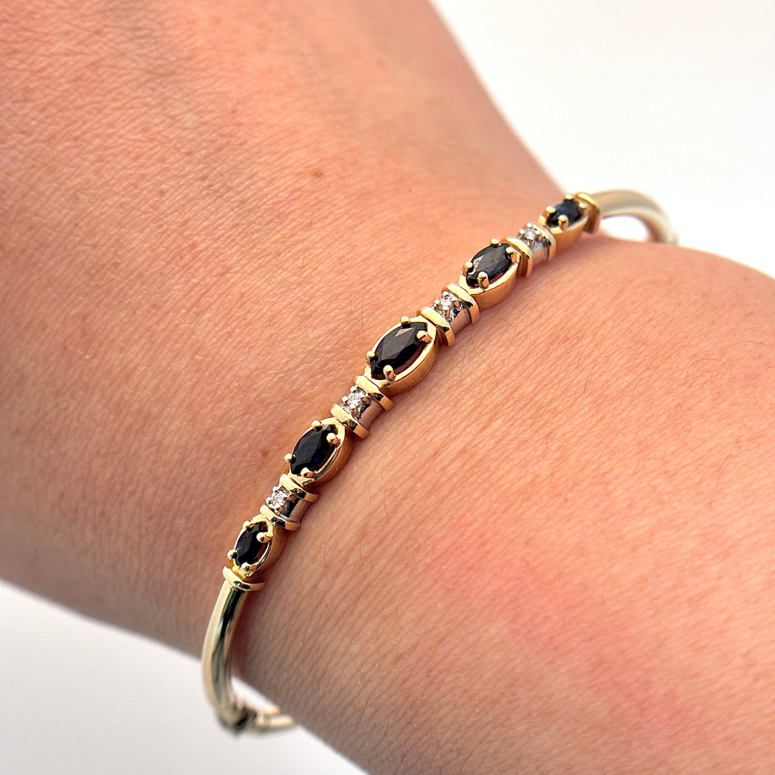 14K Yellow Gold Sapphire and Diamond Bracelet | 0.92ctw, 0.04ctw | 6.5"