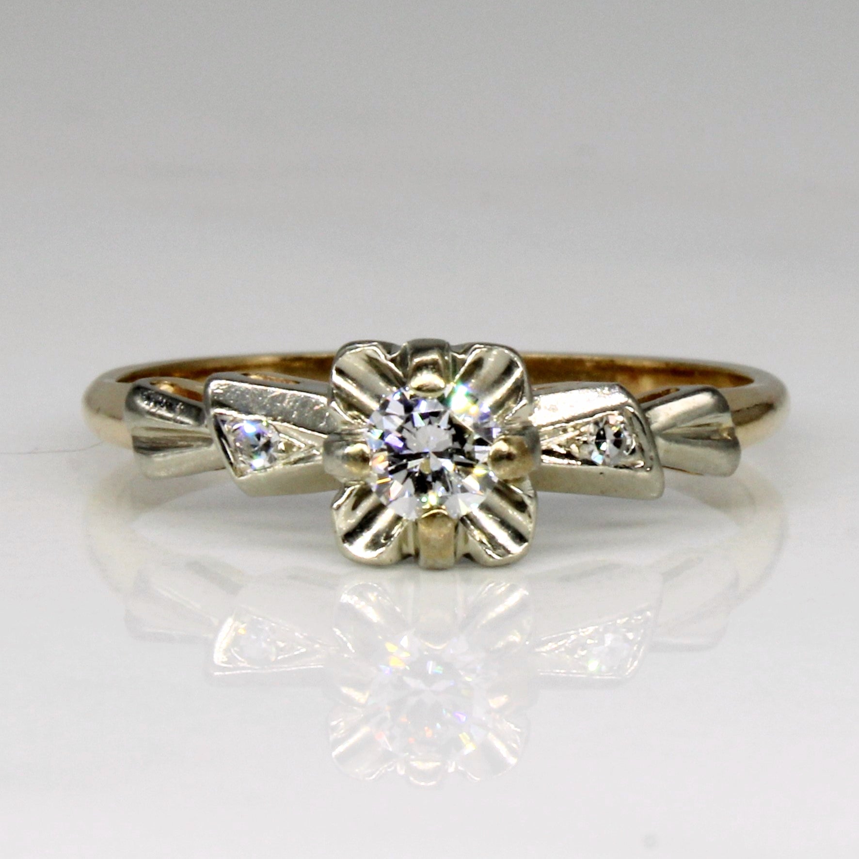 Diamond Solitaire Two Tone 14 k Ring | 0.21ctw | SZ 7.75 |