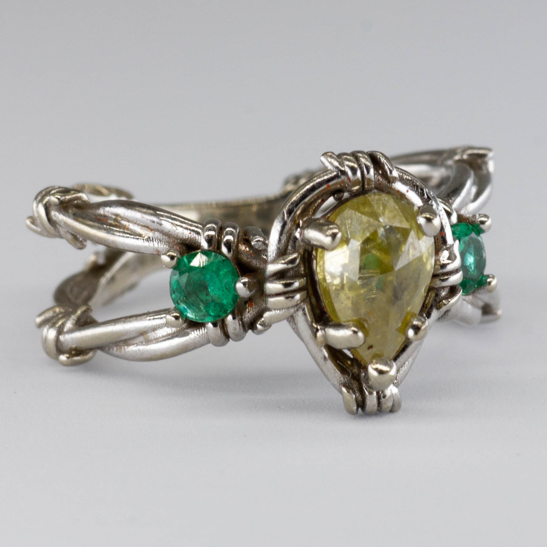 Crossover Three Stone Ring | 0.78ct | 0.16ctw I3 Fancy Yellow | SZ 5.5 |