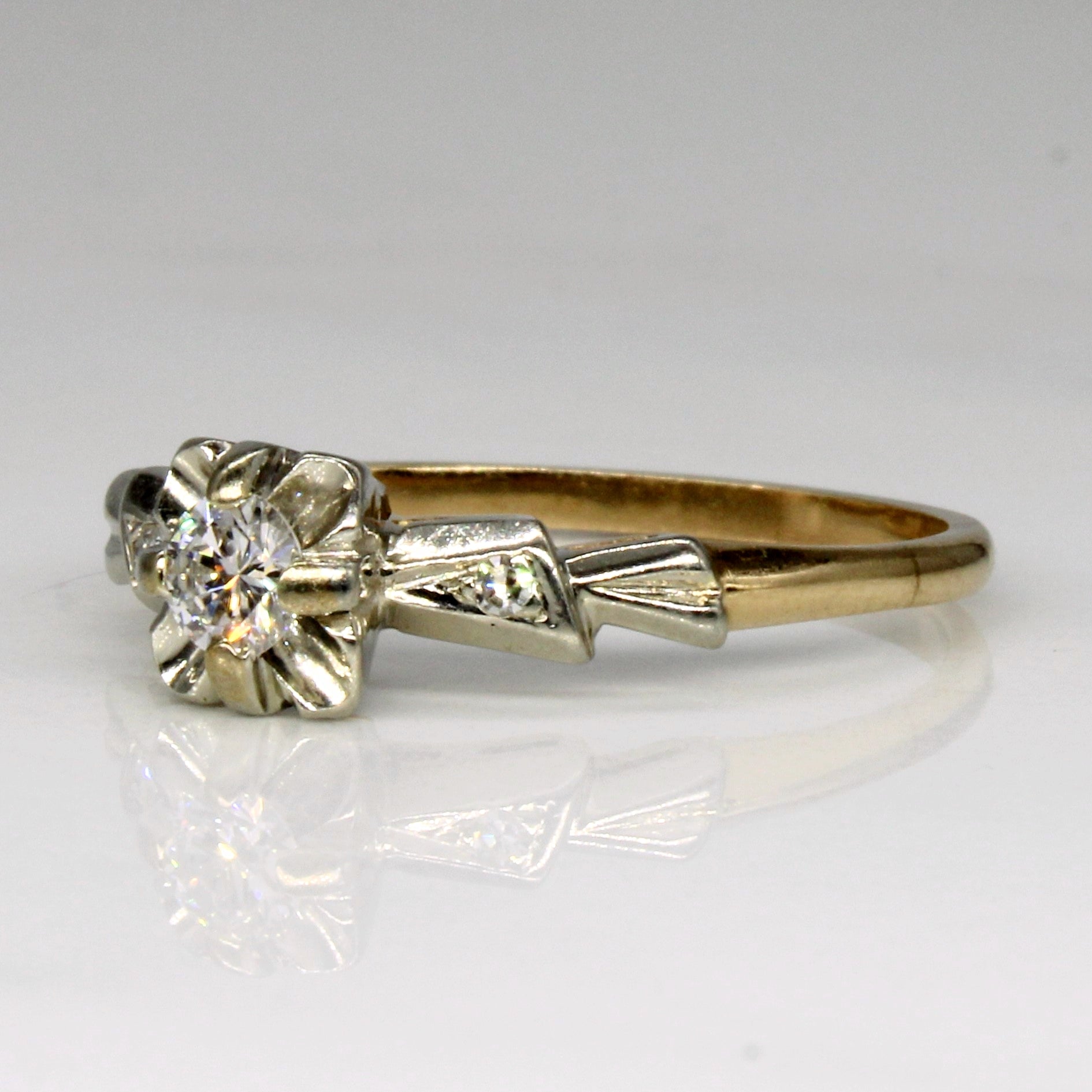 Diamond Solitaire Two Tone 14 k Ring | 0.21ctw | SZ 7.75 |
