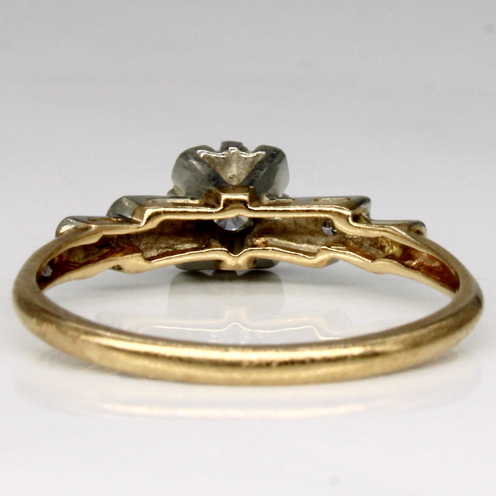 Diamond Solitaire Two Tone 14 k Ring | 0.21ctw | SZ 7.75 |