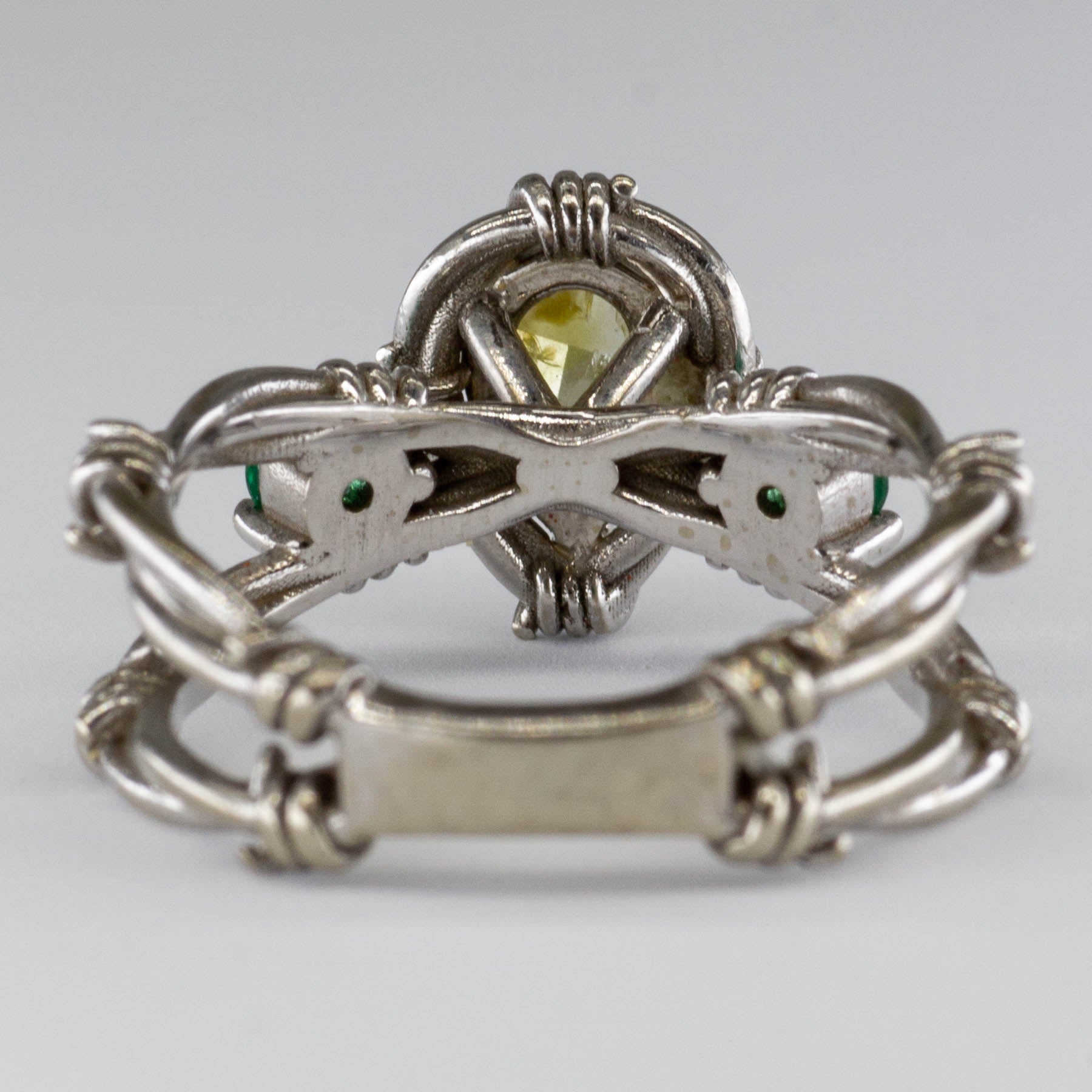 Crossover Three Stone Ring | 0.78ct | 0.16ctw I3 Fancy Yellow | SZ 5.5 |