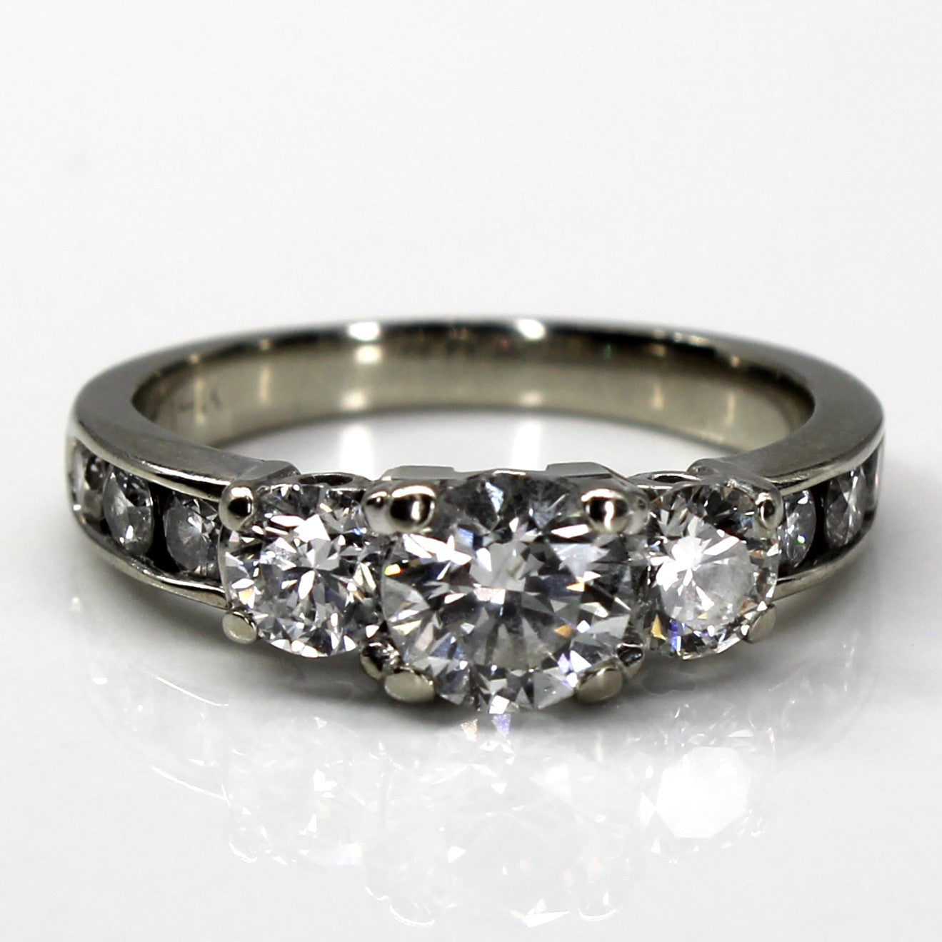Three Stone With Accents Diamond Ring | 1.32ctw SI2 G/H | SZ 4.5 |